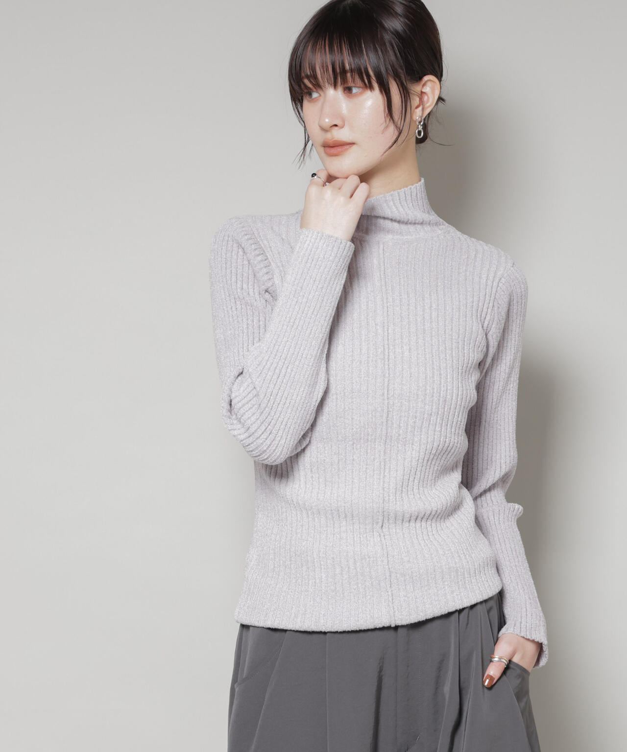 前後2wayボタンネックベロアモールニット 6735222347