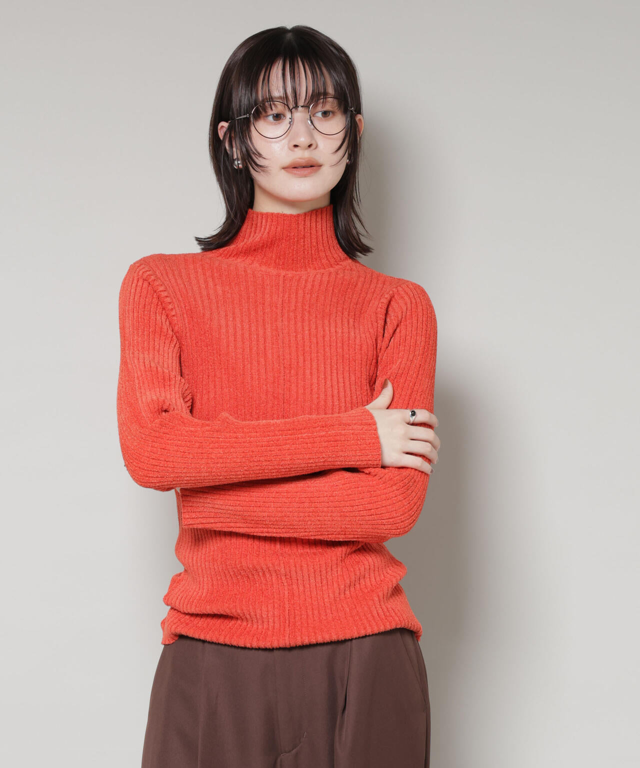 前後2wayボタンネックベロアモールニット 6735222347