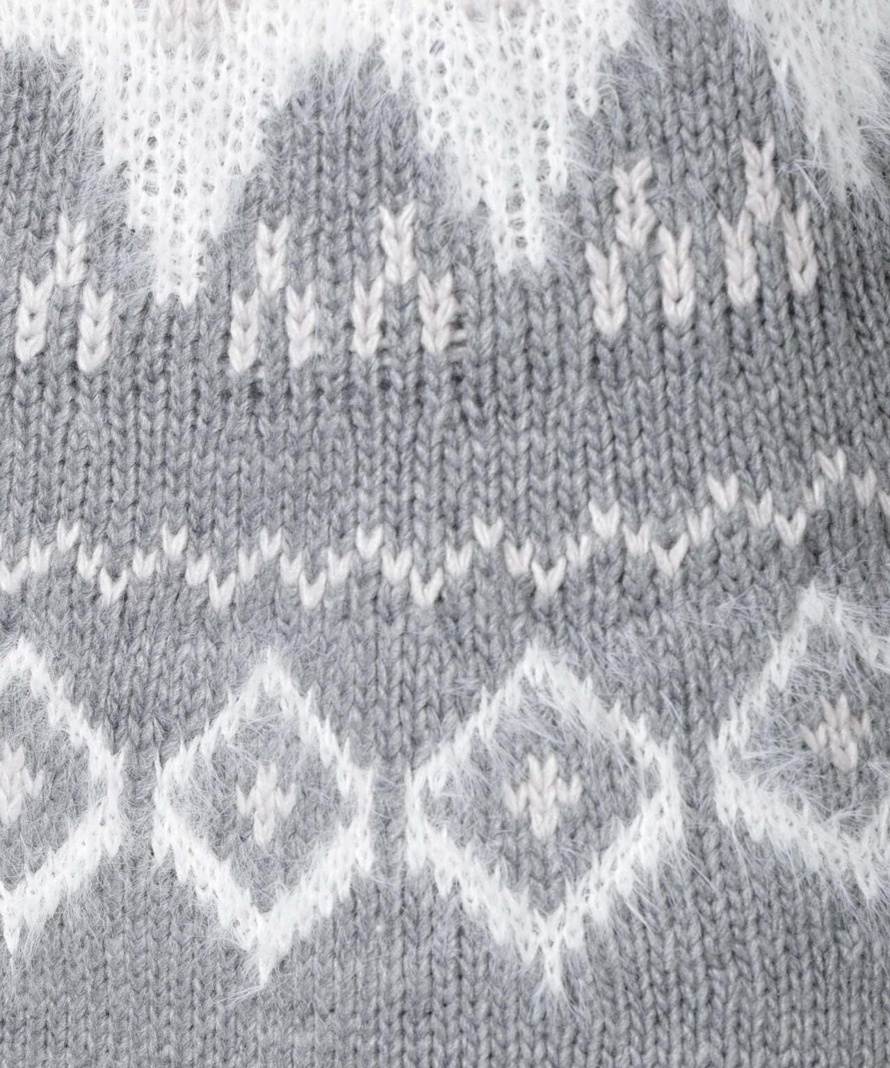 シャギーミックス求心柄ニットトップス 6735222350