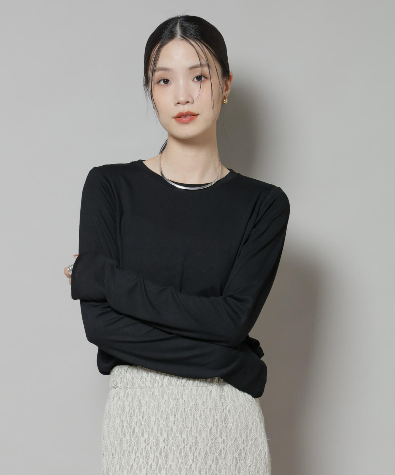 吸湿発熱クルーネックロングスリーブTシャツ 6735223312