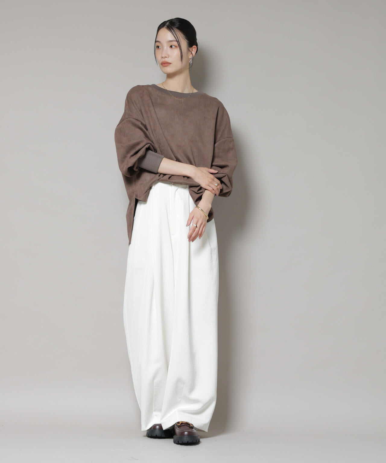 カットスエードサイドスリットワイドプルオーバー(セットアップ可) 6735223314