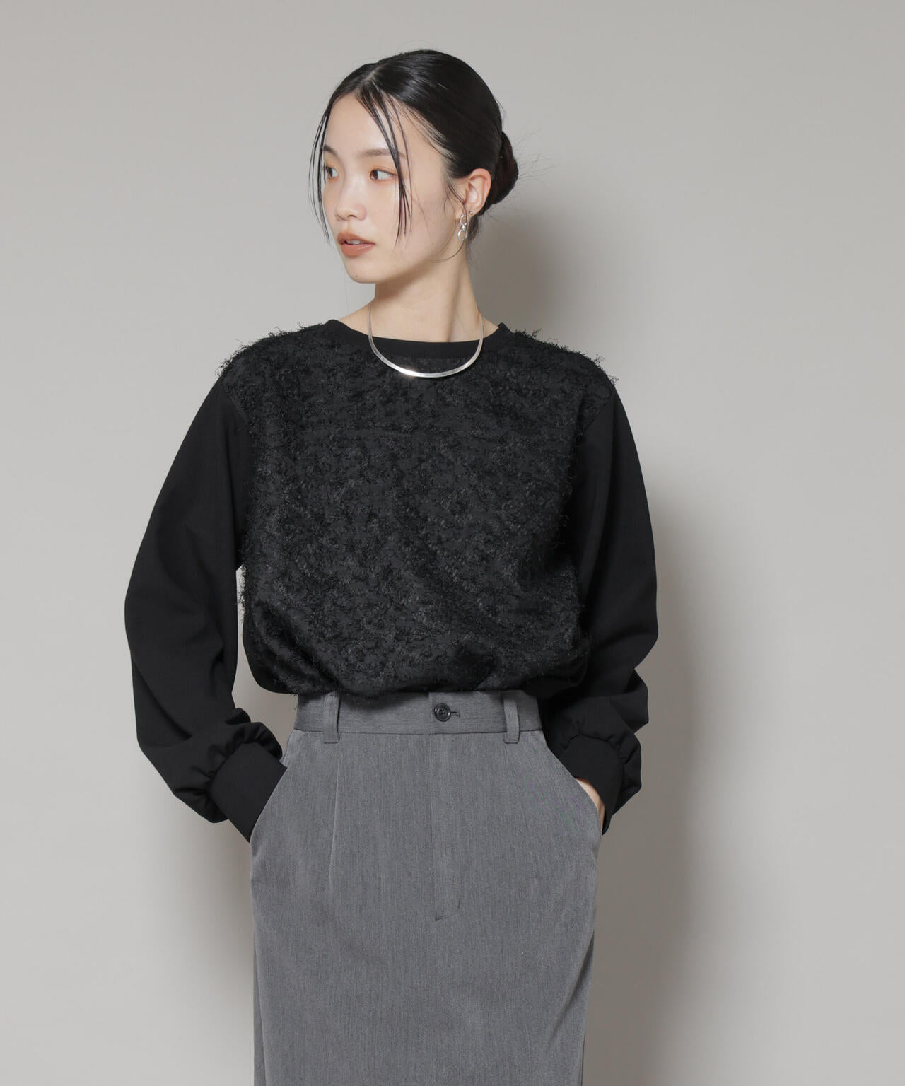 フロントシャギーコンビカットトップス 6735223316