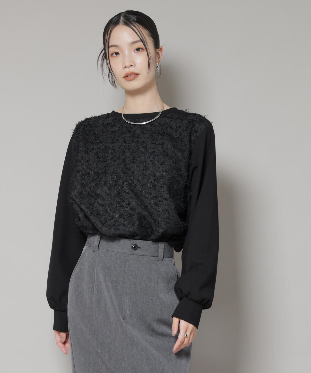 フロントシャギーコンビカットトップス 6735223316