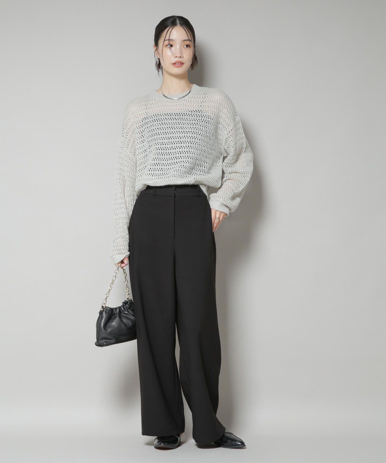 サイドタックカットジョーゼットパンツ 6735227302