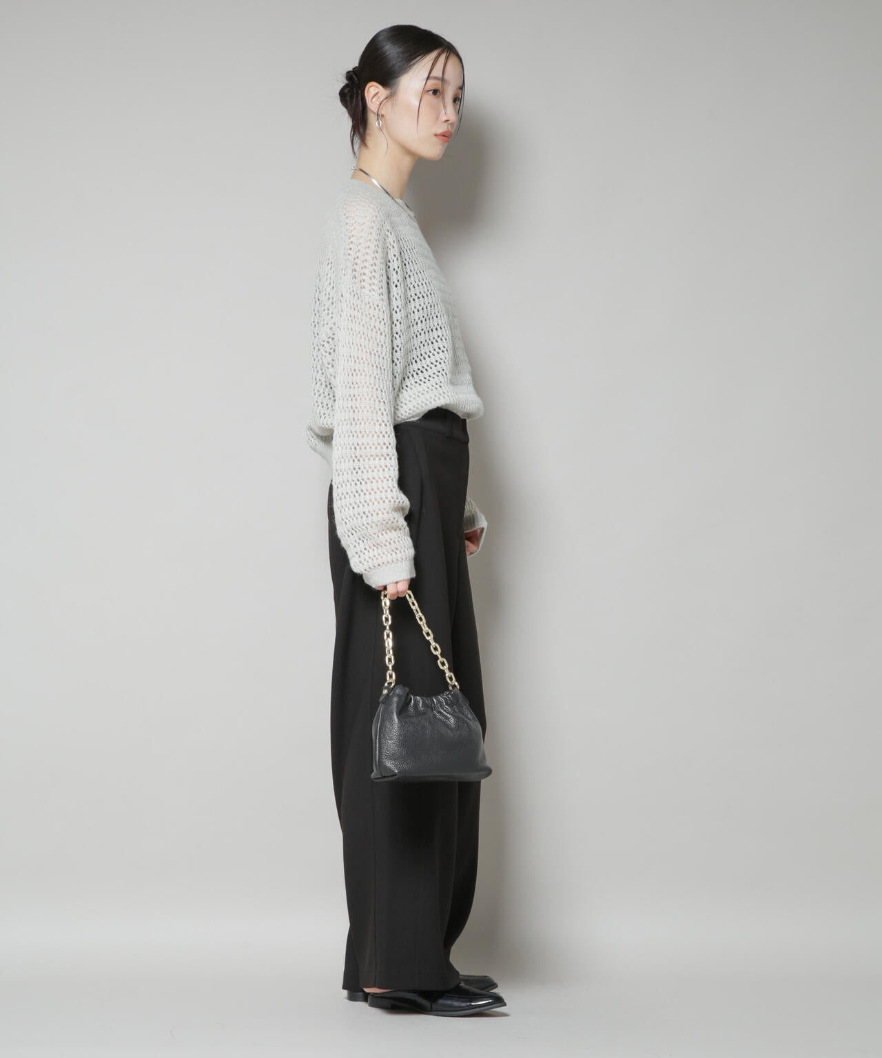 サイドタックカットジョーゼットパンツ 6735227302