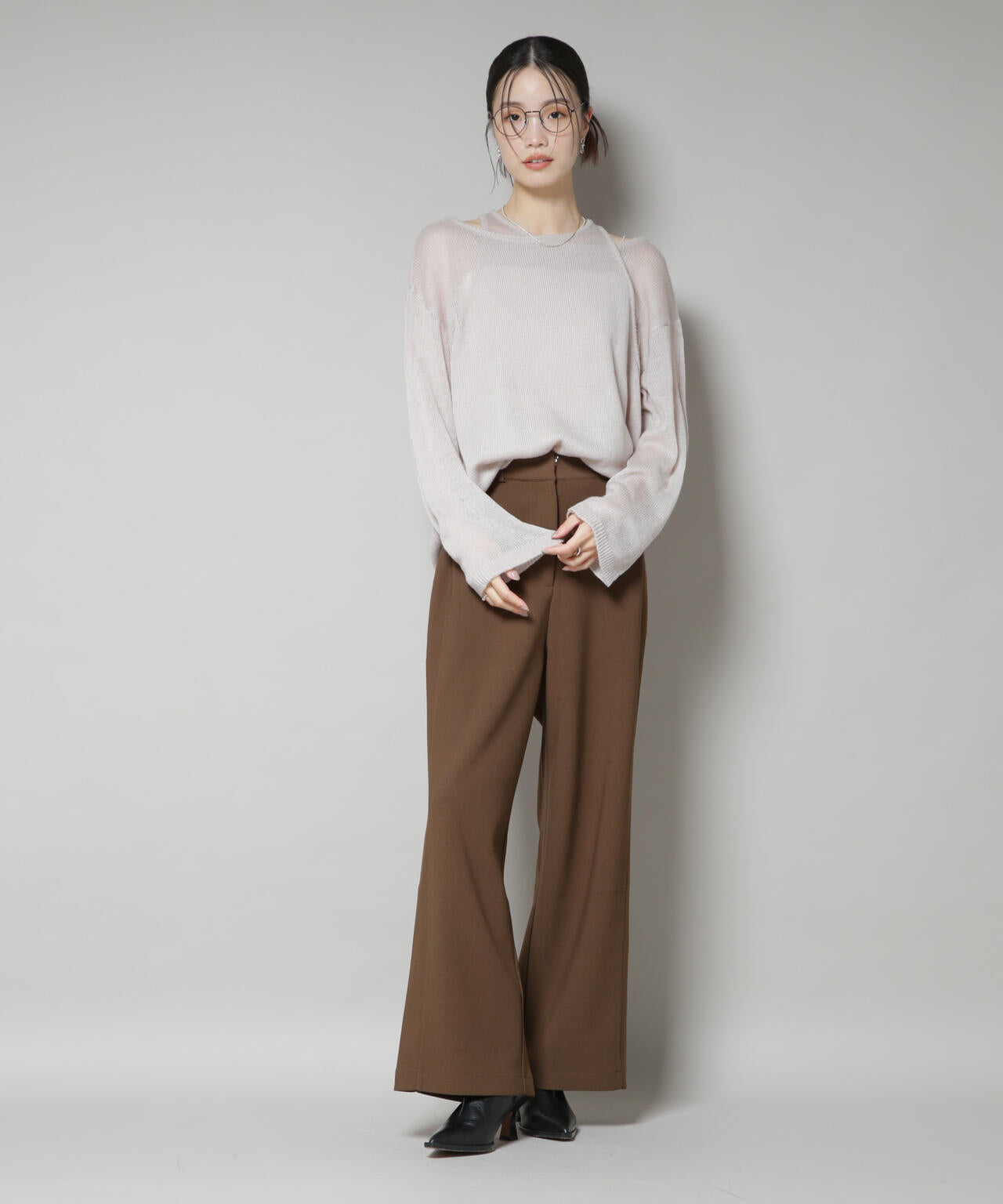 サイドタックカットジョーゼットパンツ 6735227302