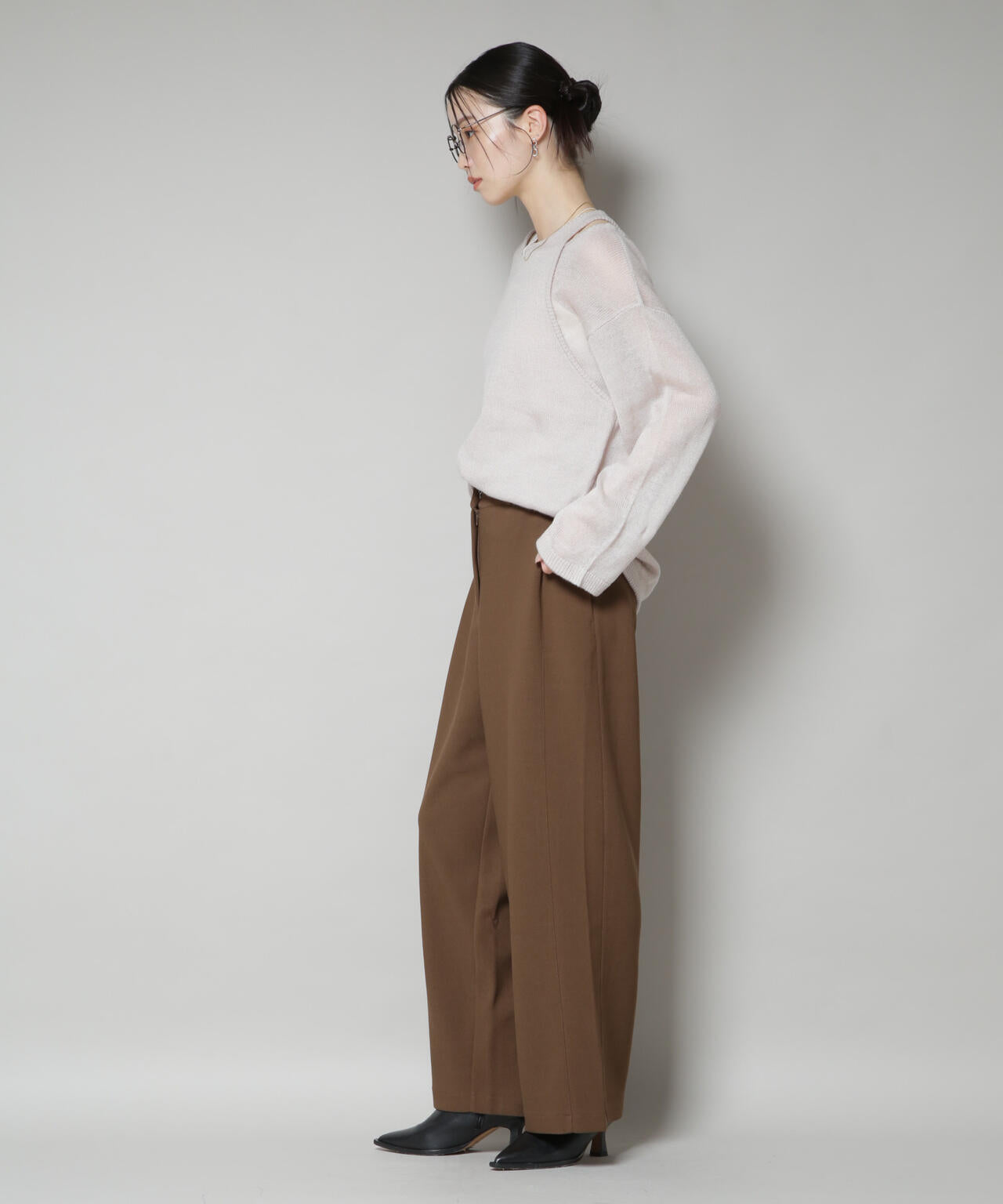 サイドタックカットジョーゼットパンツ 6735227302