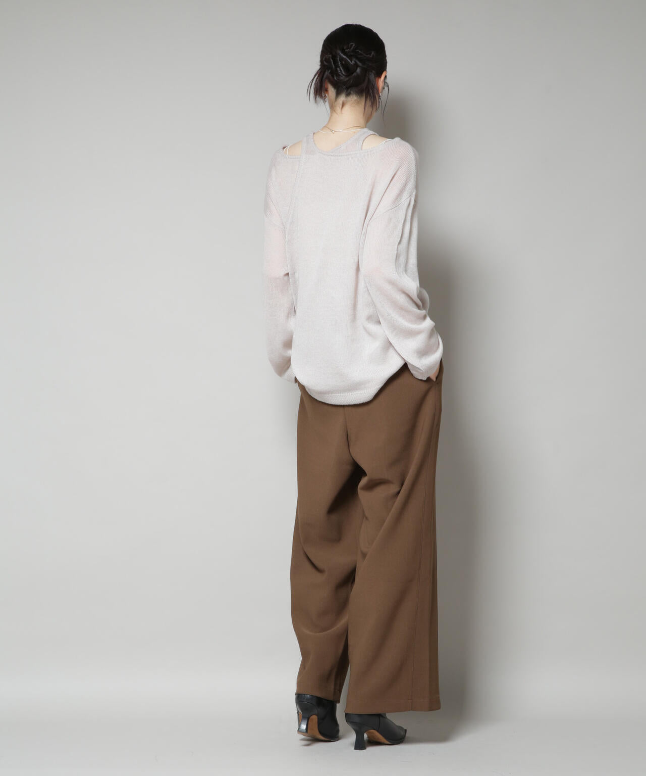 サイドタックカットジョーゼットパンツ 6735227302