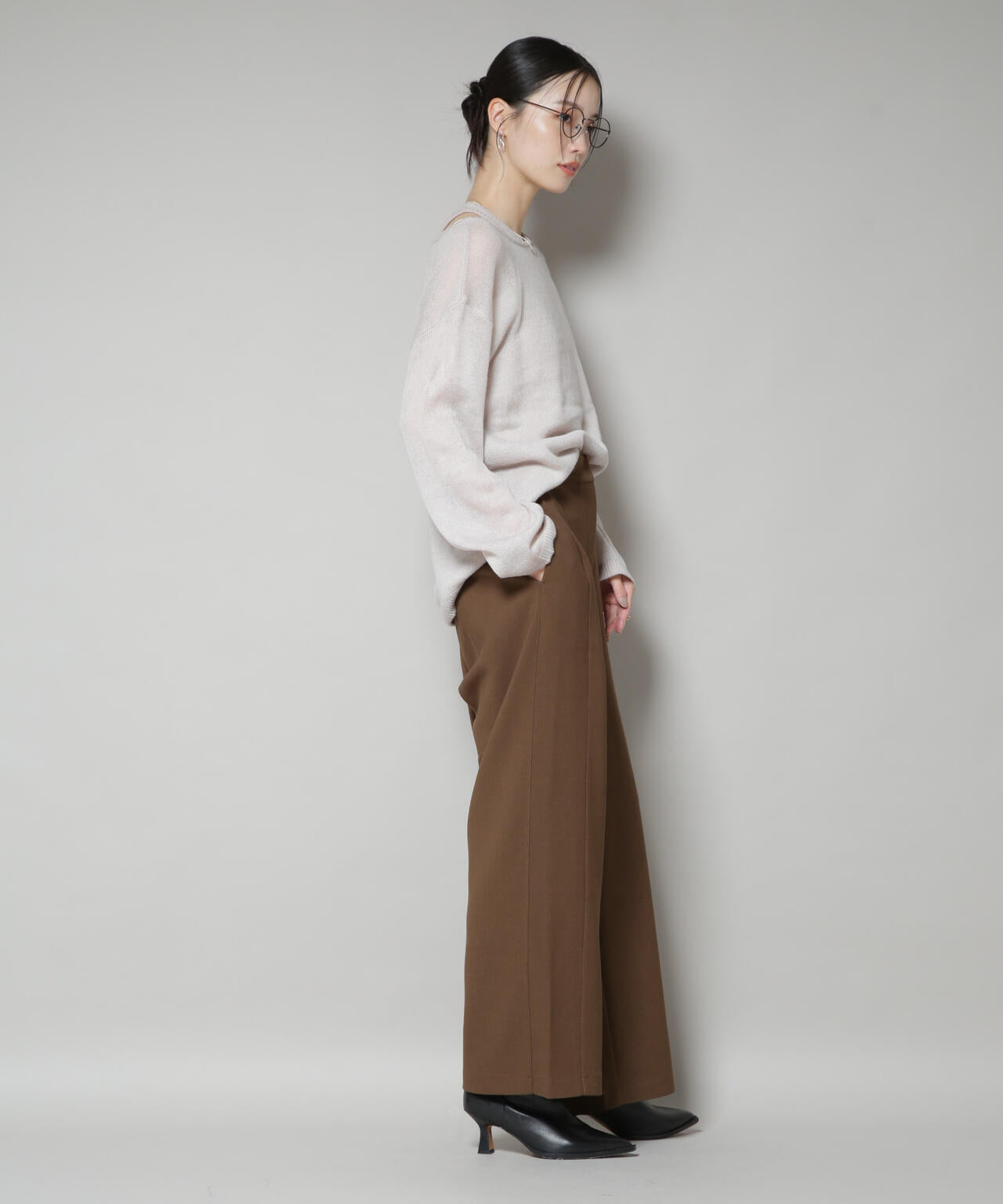 サイドタックカットジョーゼットパンツ 6735227302