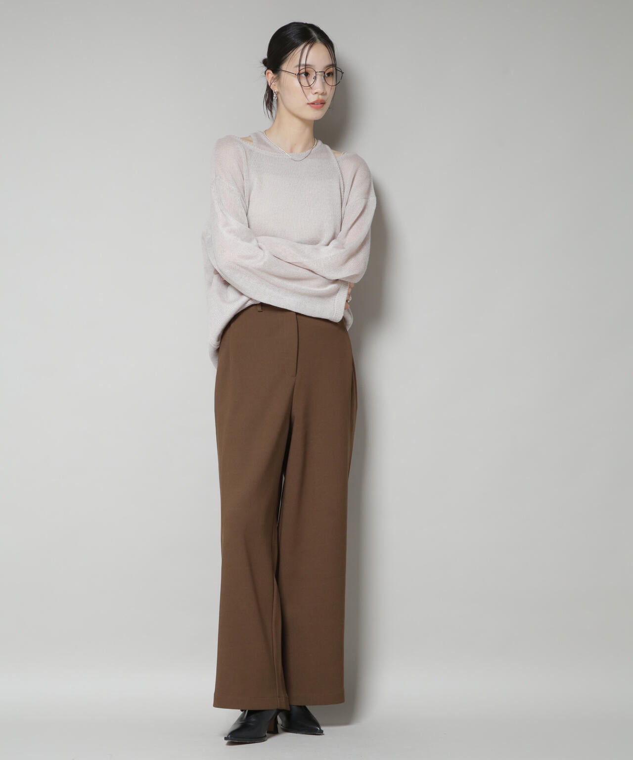 サイドタックカットジョーゼットパンツ 6735227302