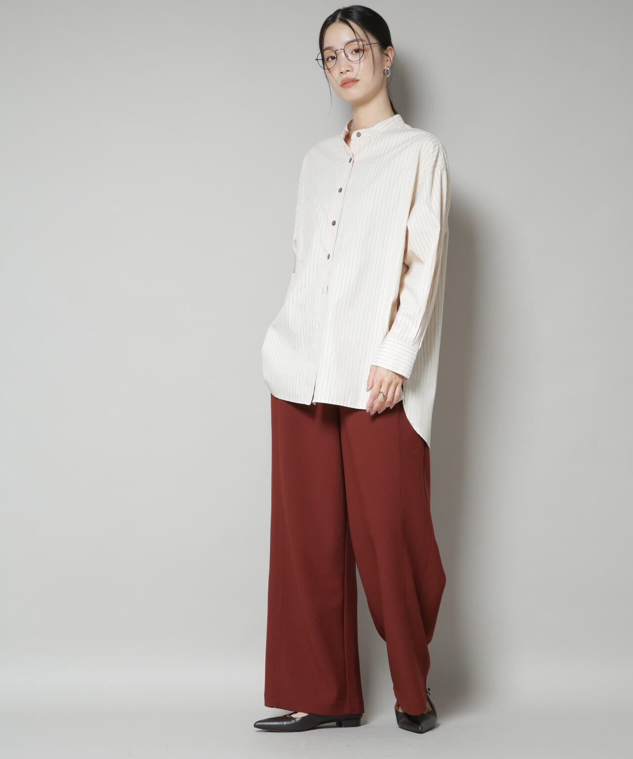 サイドタックカットジョーゼットパンツ 6735227302