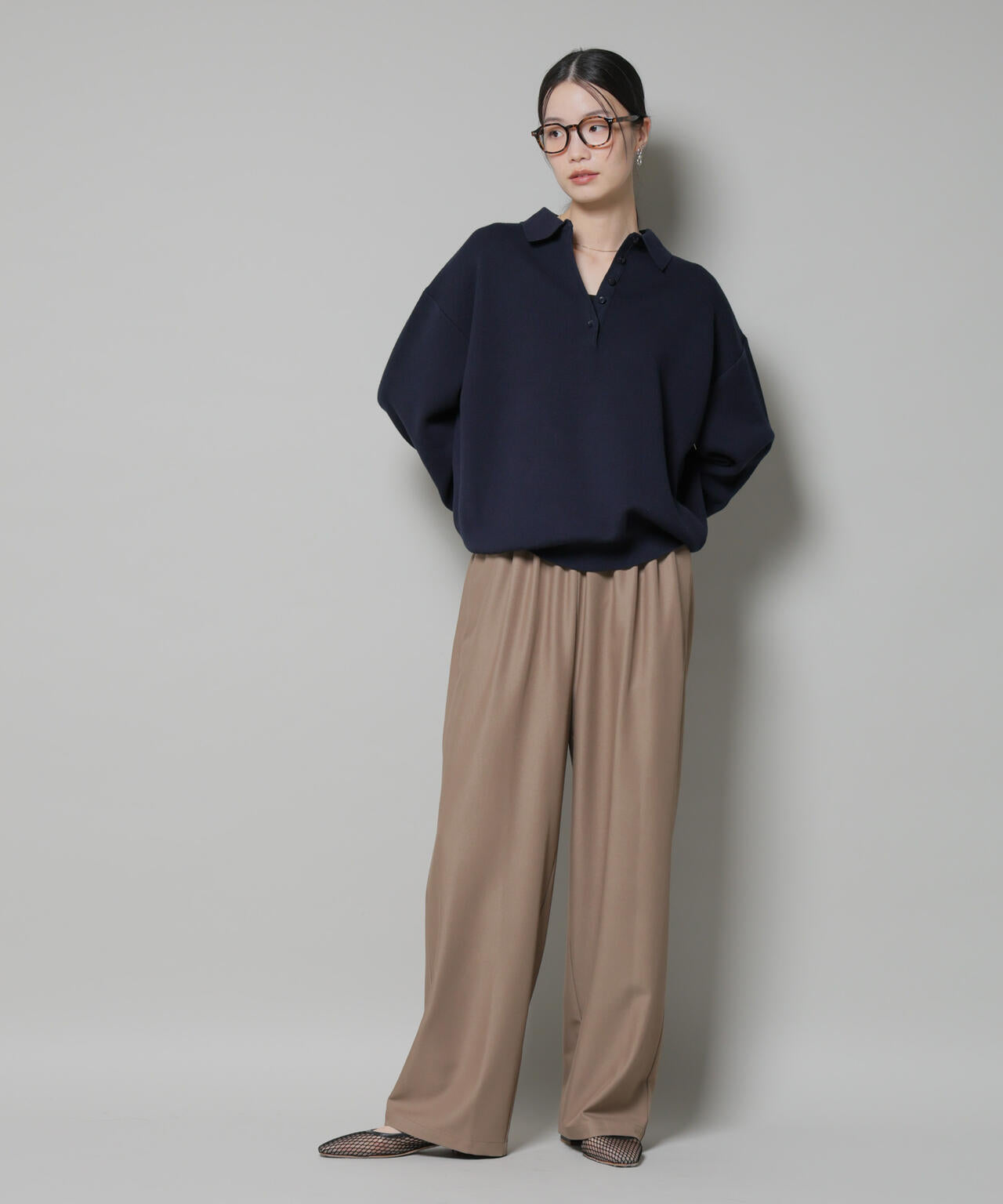 ウエストシャーリングゴムTRワイドパンツ 6735227313