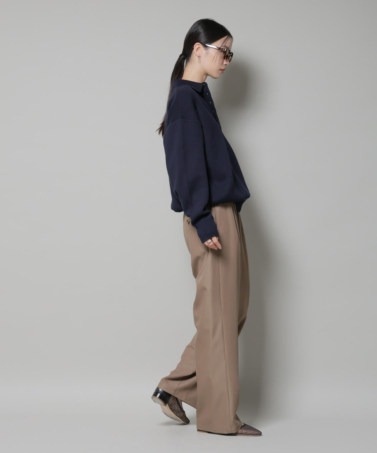 ウエストシャーリングゴムTRワイドパンツ 6735227313