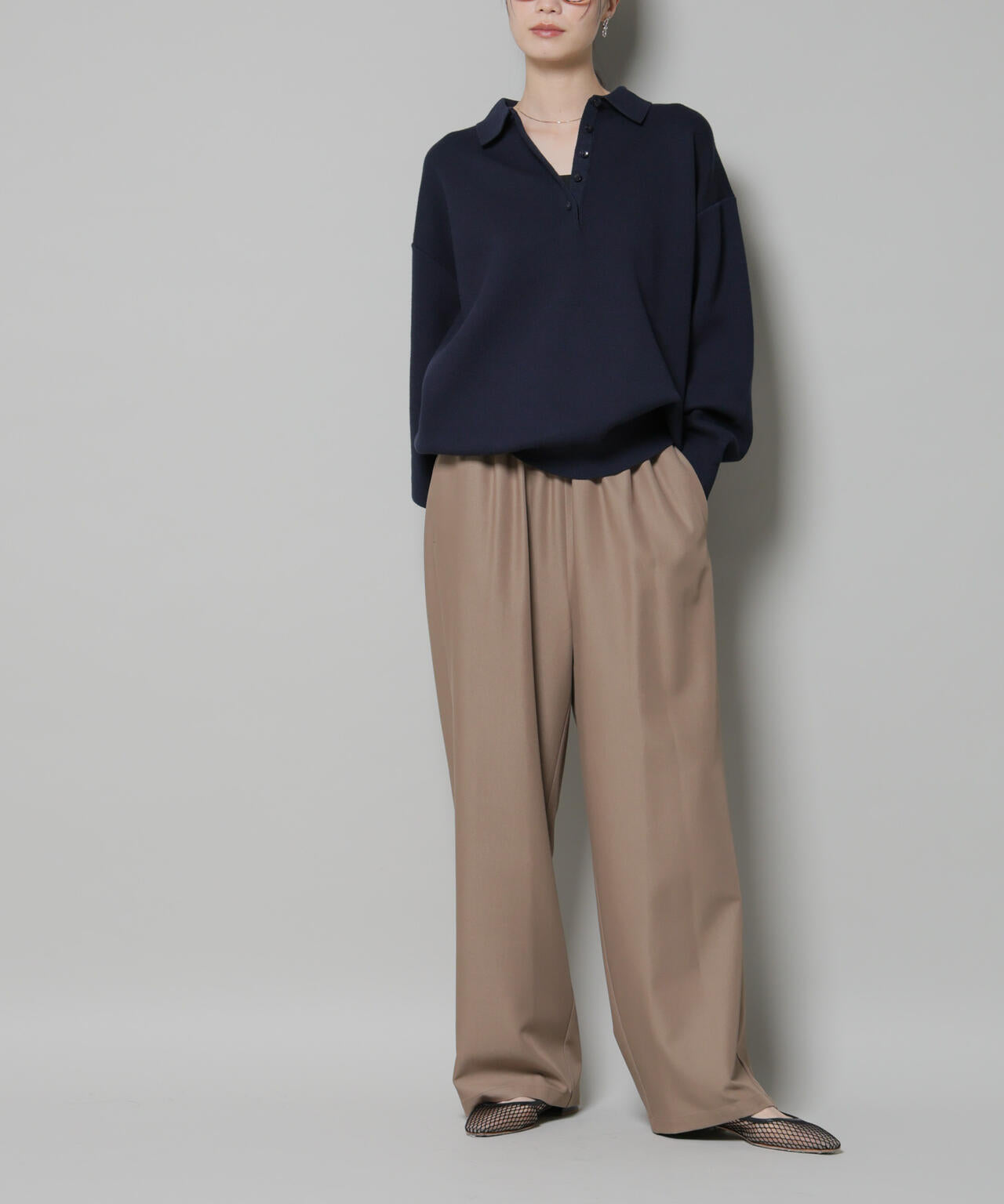 ウエストシャーリングゴムTRワイドパンツ 6735227313