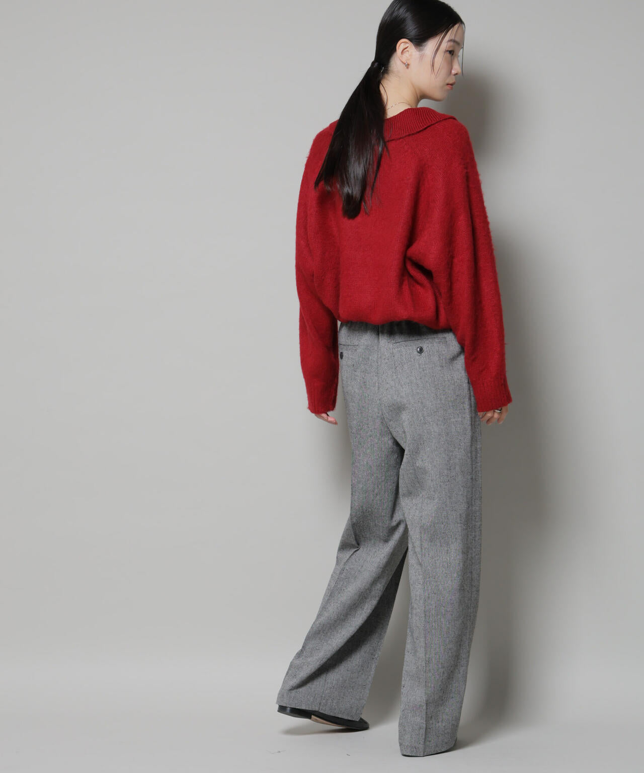 ツイードワンタックパンツ 6735227314