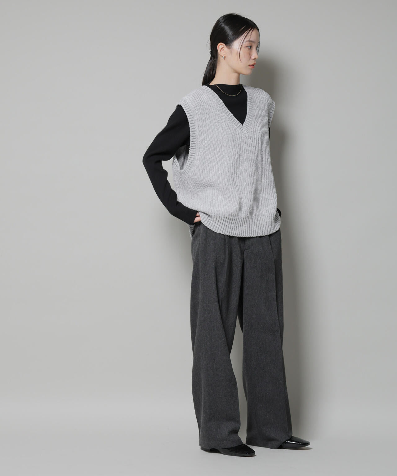 ツイードワンタックパンツ 6735227314