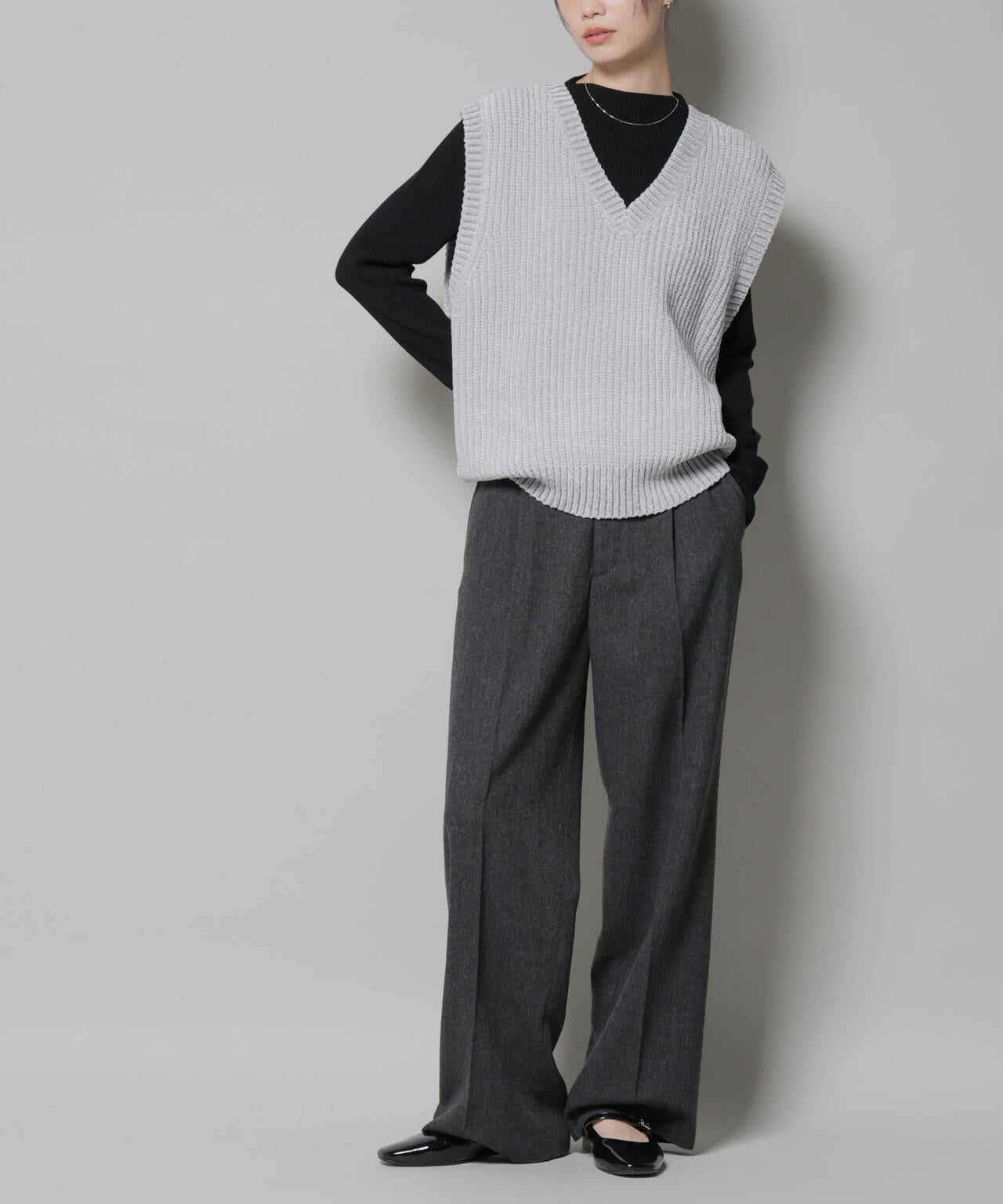 ツイードワンタックパンツ 6735227314