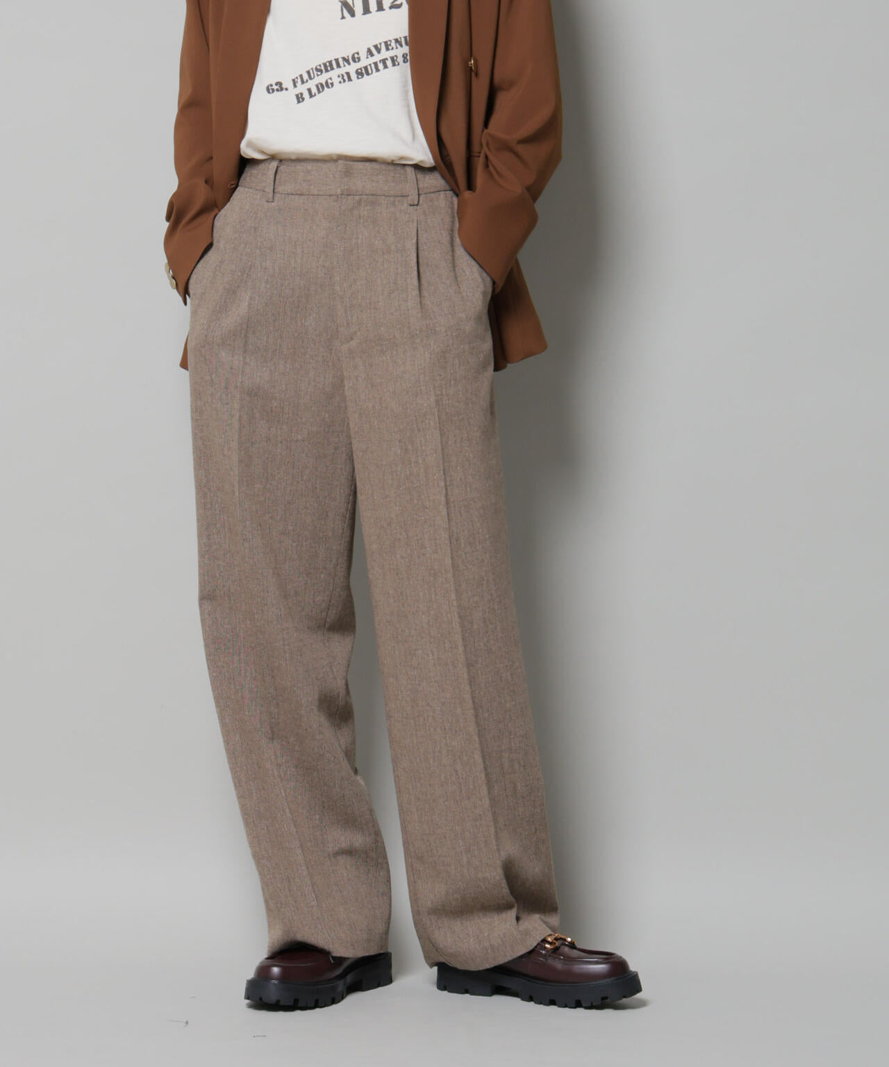 ツイードワンタックパンツ 6735227314