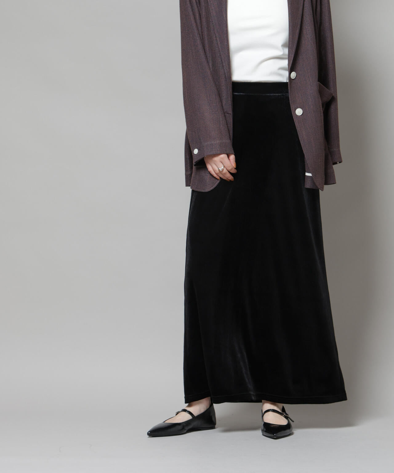 ベロアカットナロースカート(セットアップ可) 6735230312