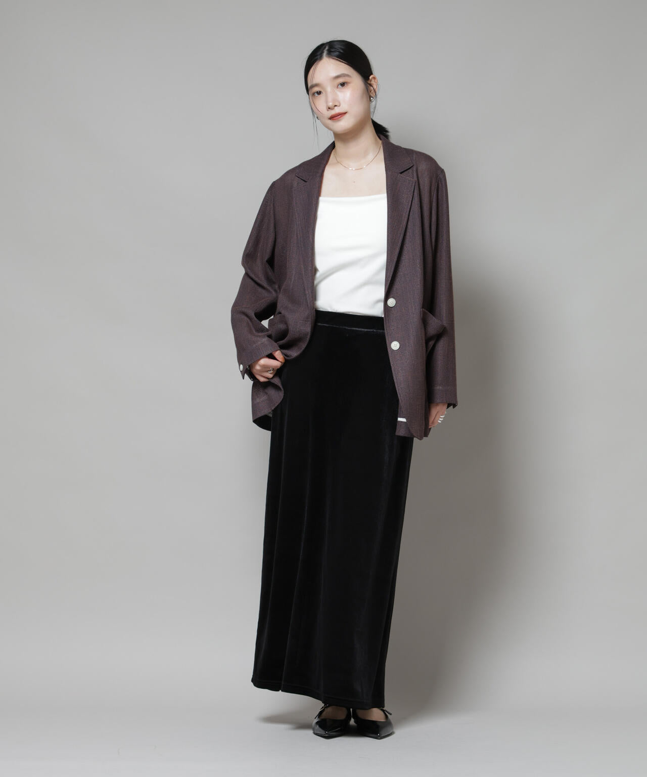 ベロアカットナロースカート(セットアップ可) 6735230312