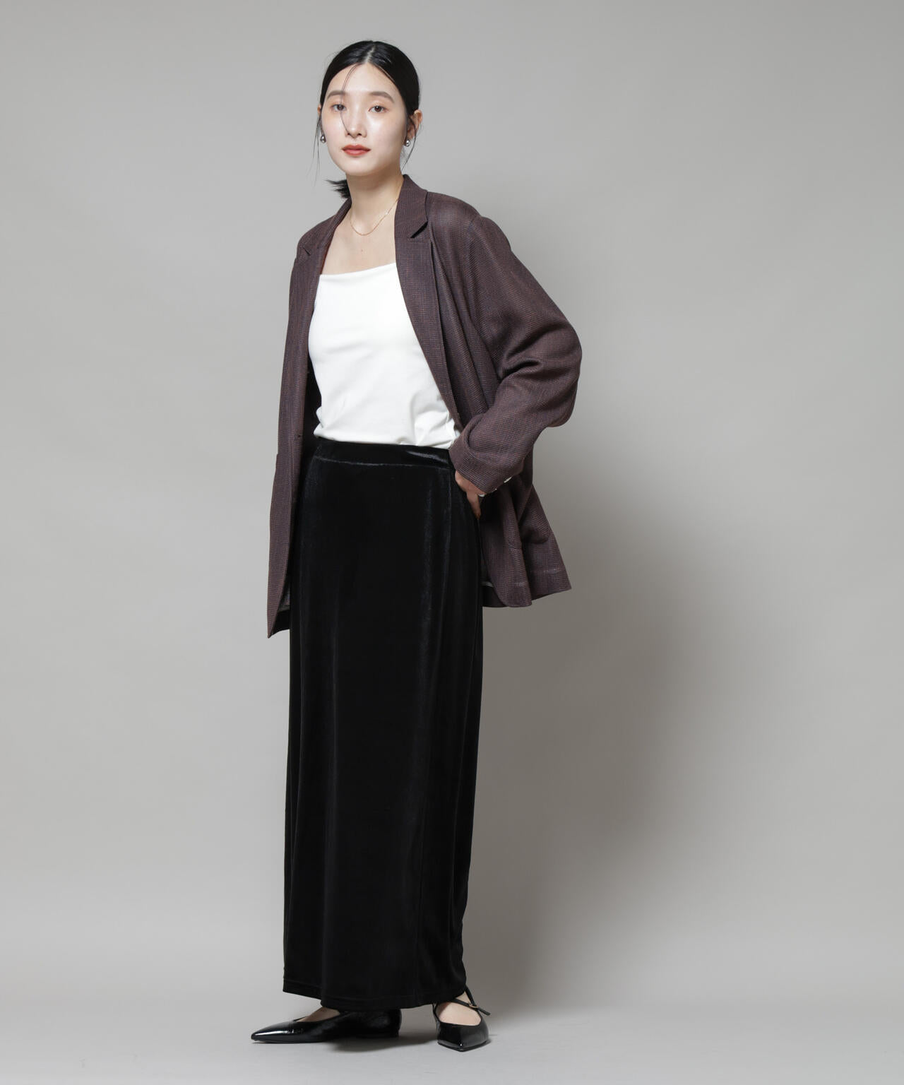 ベロアカットナロースカート(セットアップ可) 6735230312