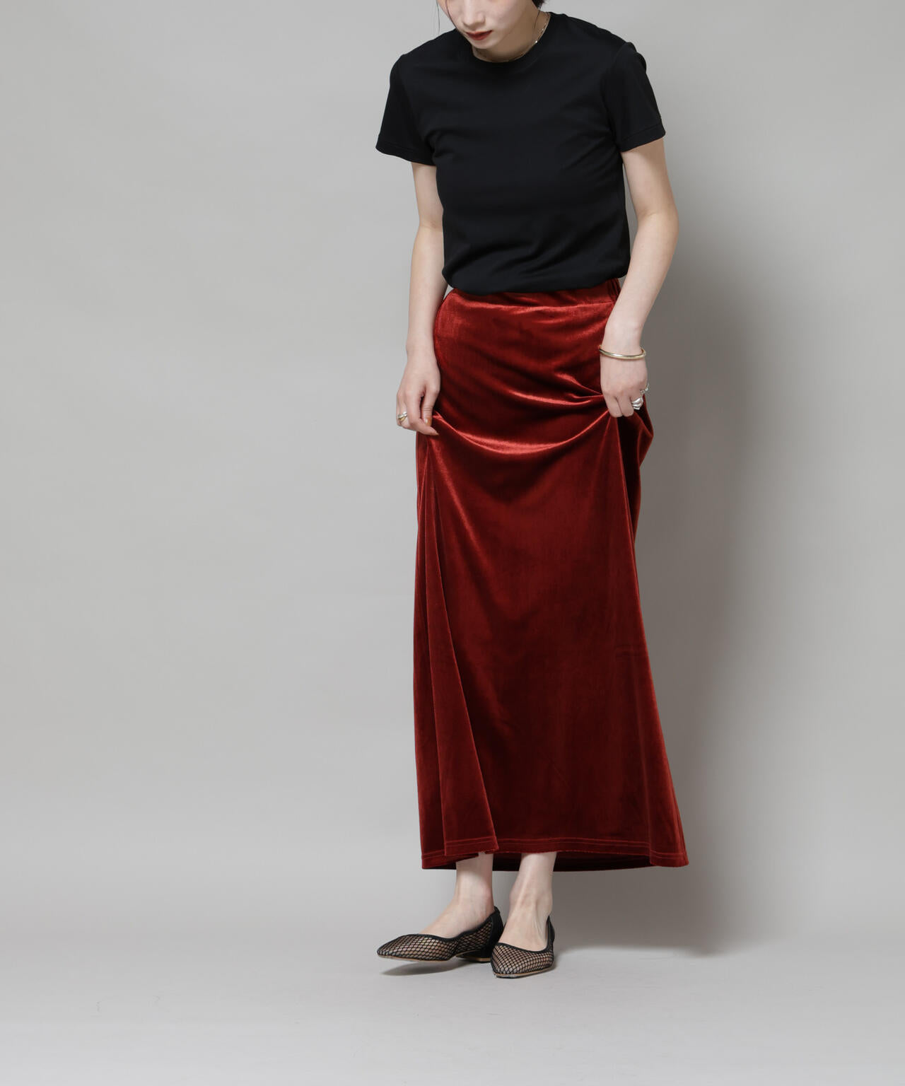 ベロアカットナロースカート(セットアップ可) 6735230312