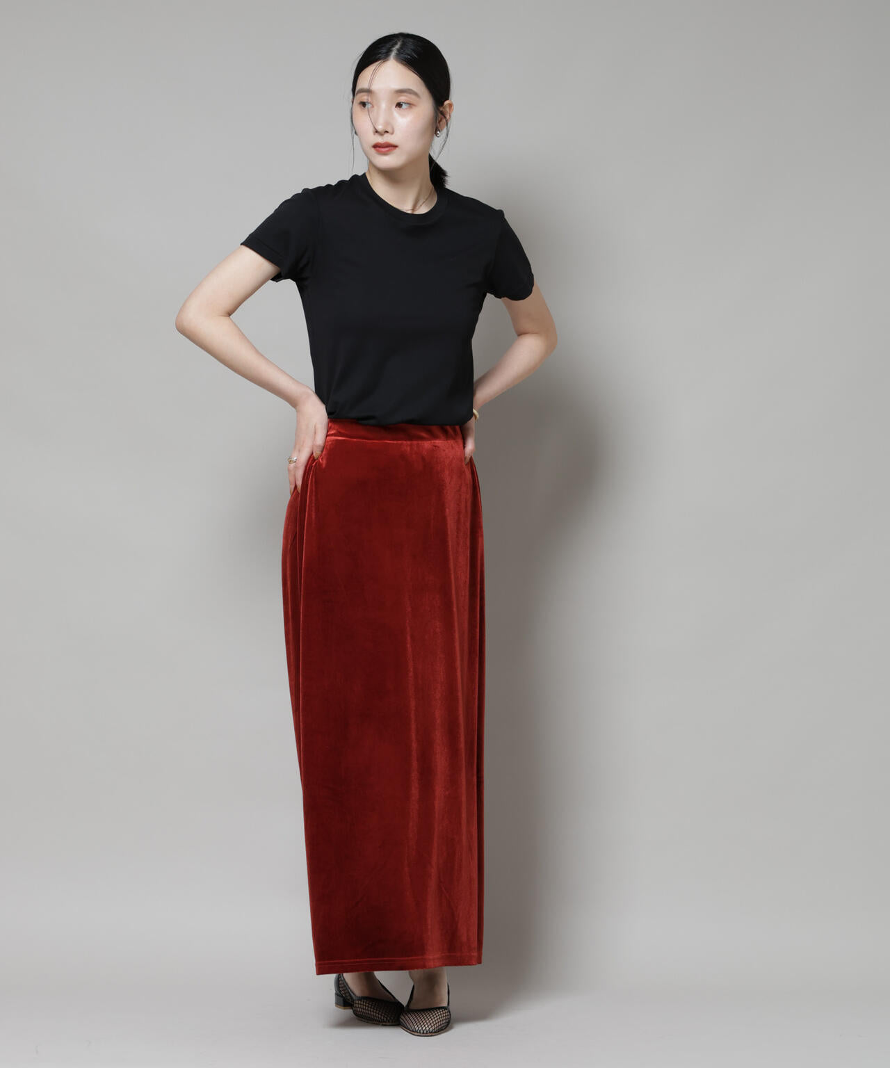 ベロアカットナロースカート(セットアップ可) 6735230312