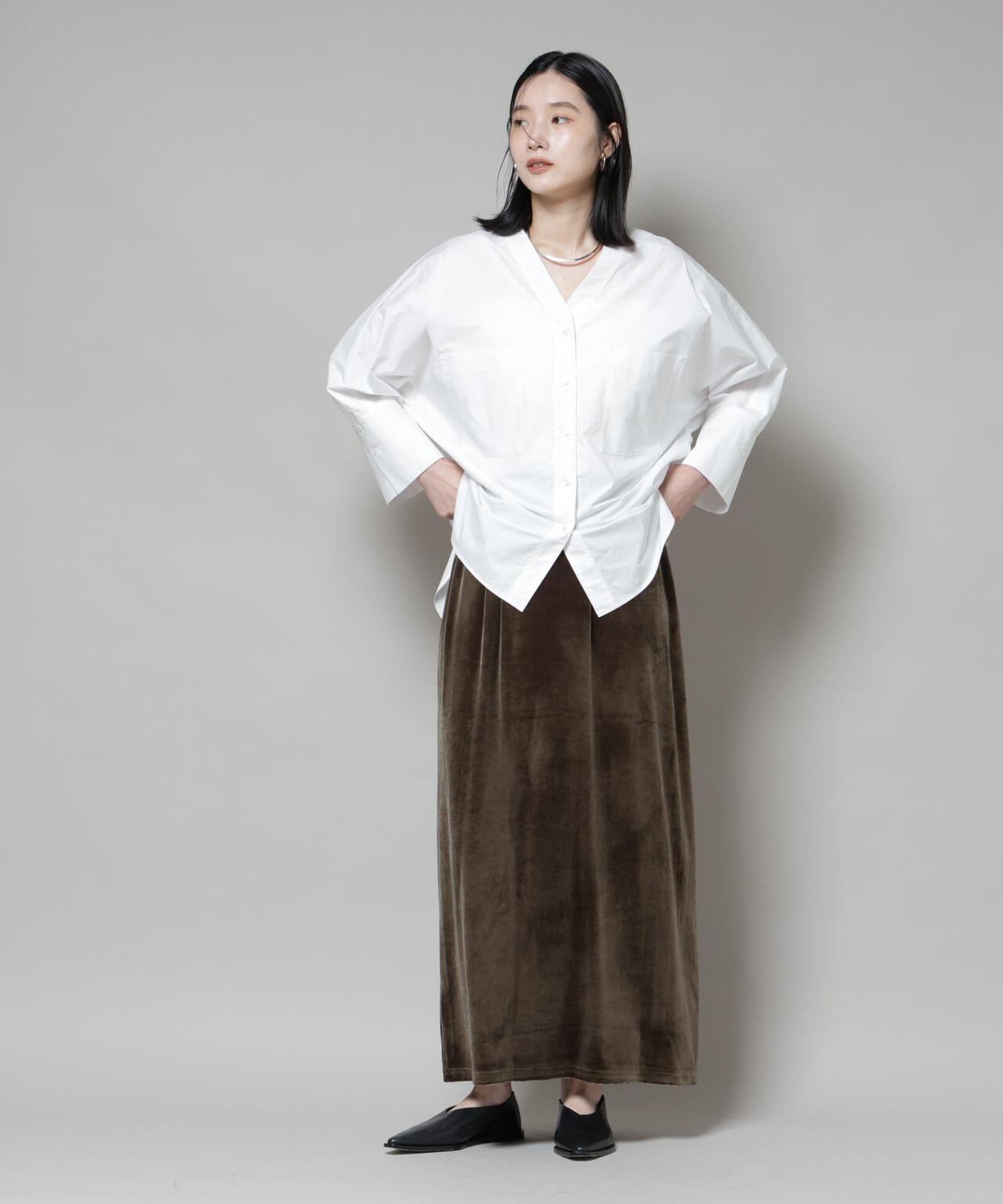 ベロアカットナロースカート(セットアップ可) 6735230312