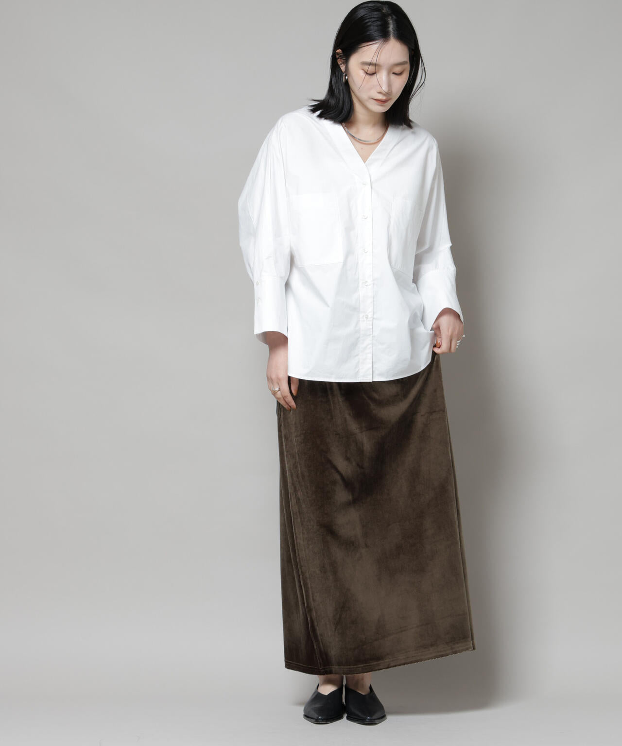 ベロアカットナロースカート(セットアップ可) 6735230312