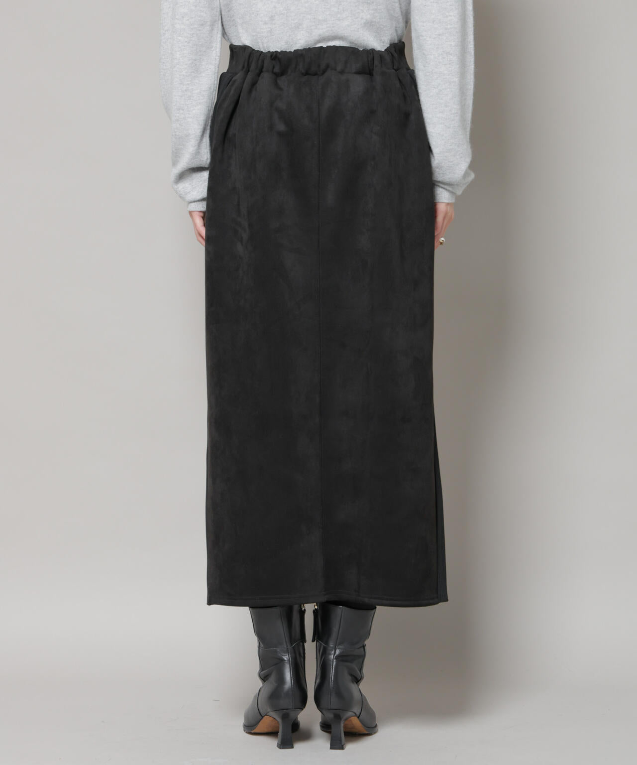 カットスエードサイドニットラインナロースカート(セットアップ可) 6735230313