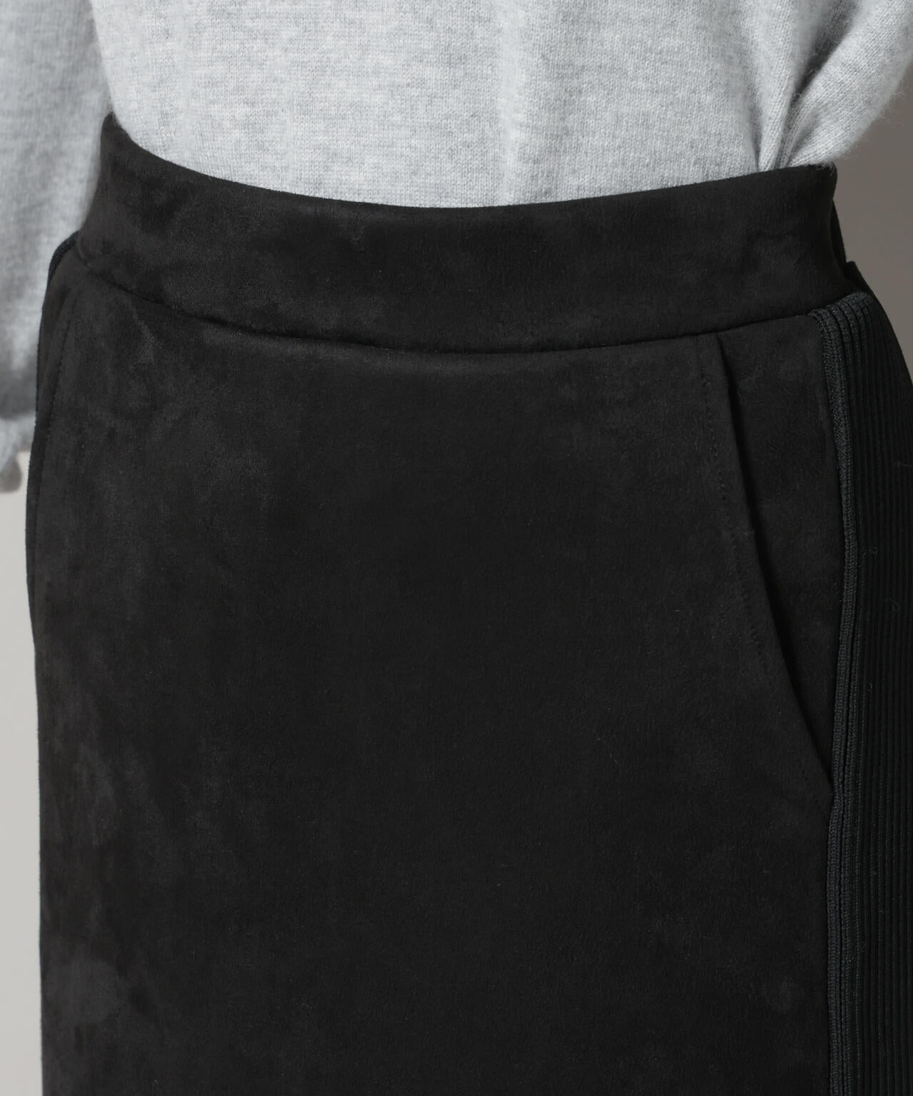 カットスエードサイドニットラインナロースカート(セットアップ可) 6735230313