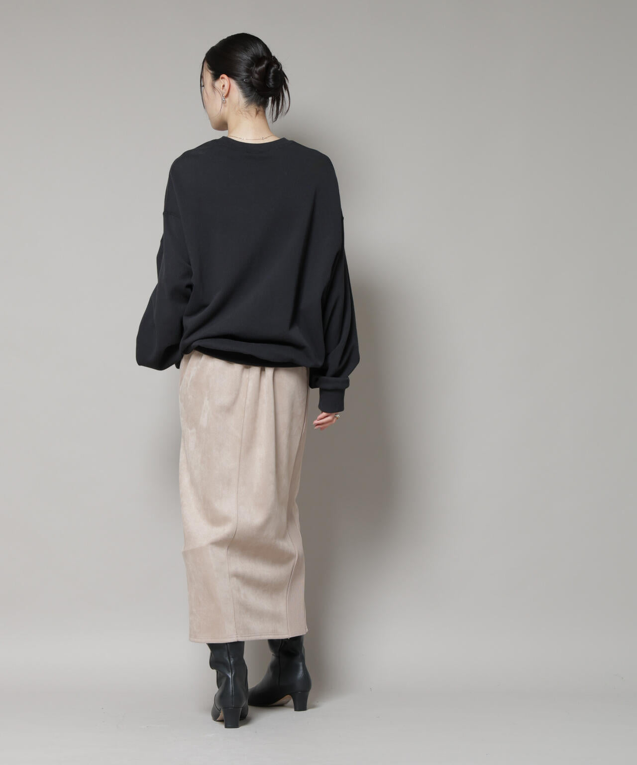 カットスエードサイドニットラインナロースカート(セットアップ可) 6735230313