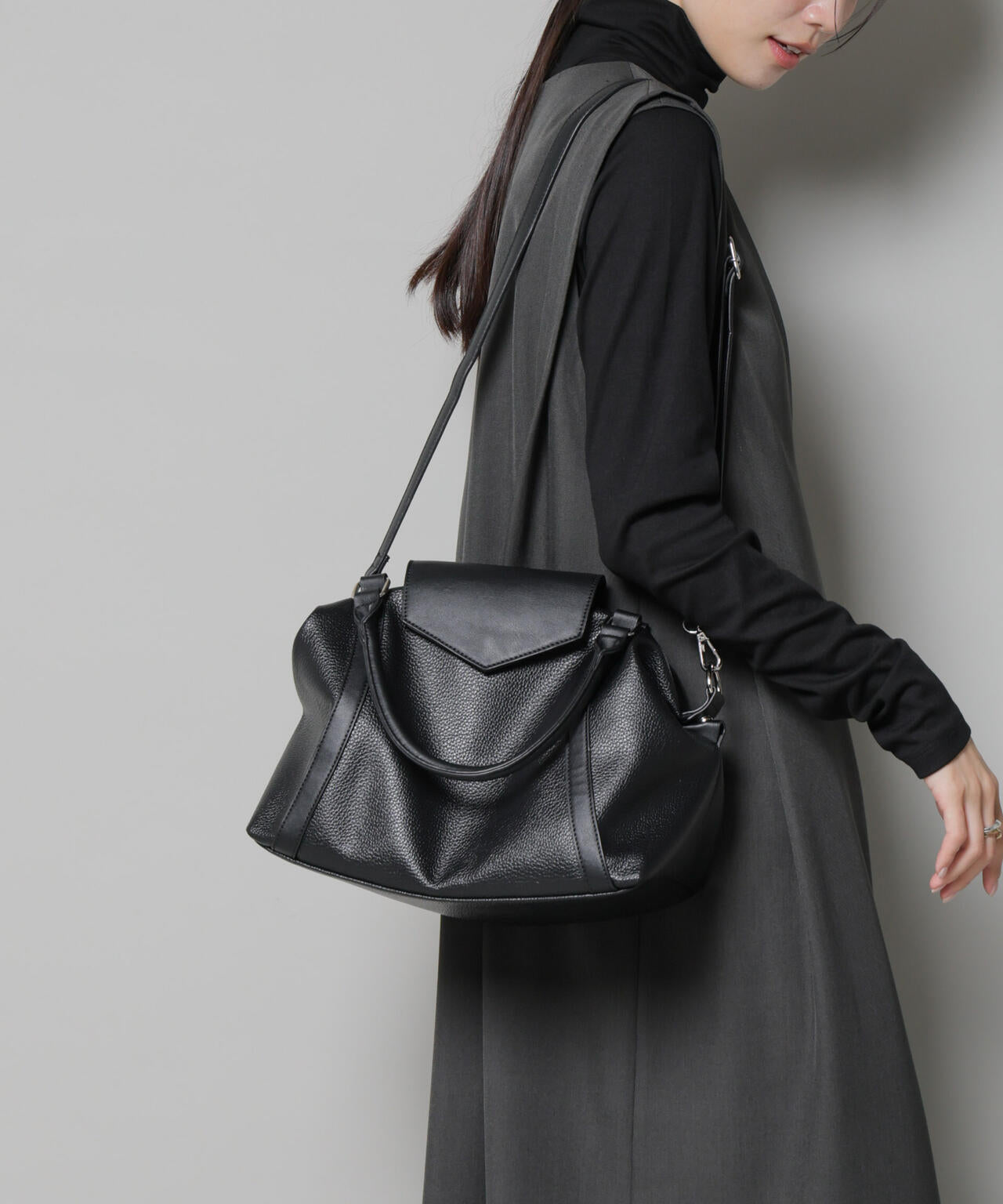 ショルダー付き フラップ ミニボストン