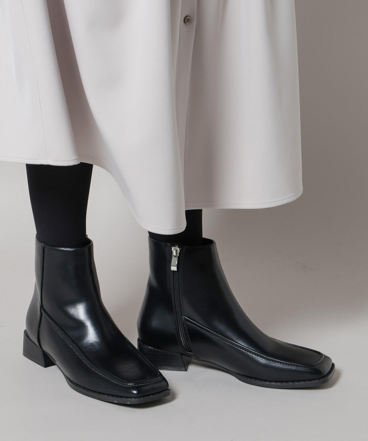 スクエアトゥミドルブーツ 6735236304