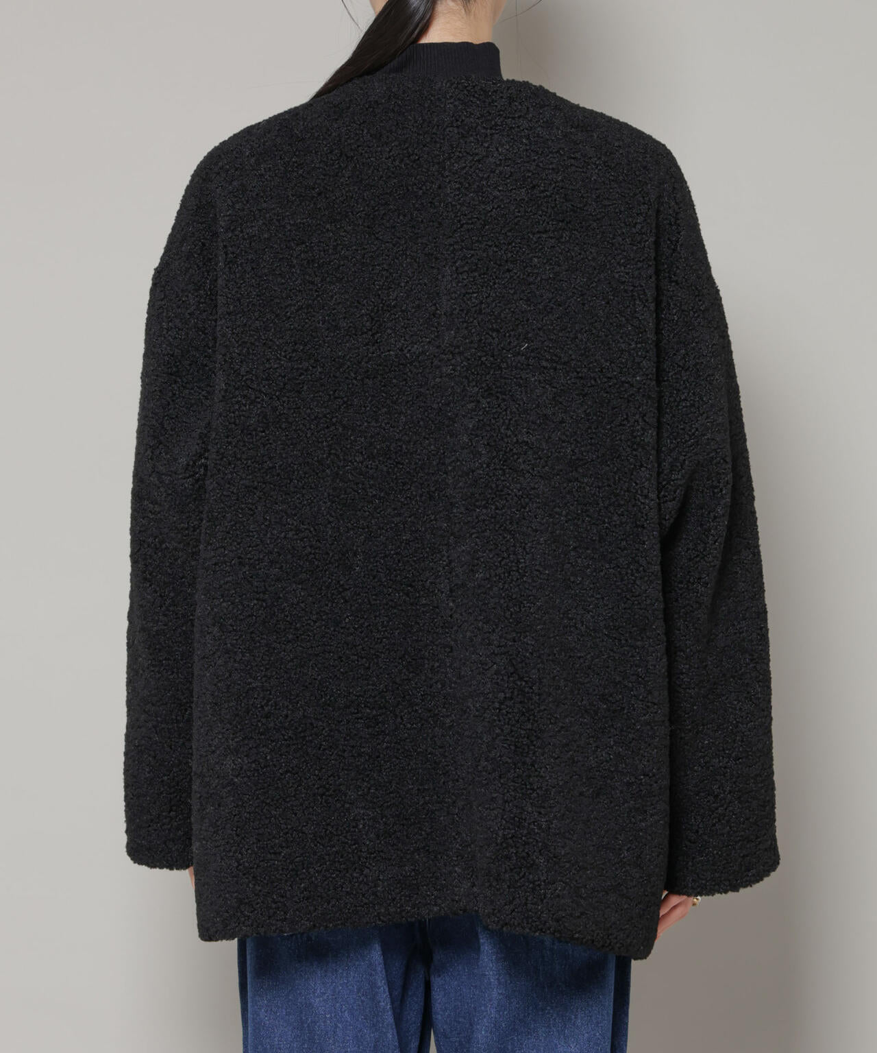 ソフトボアノーカラーミドルコート 6736111301