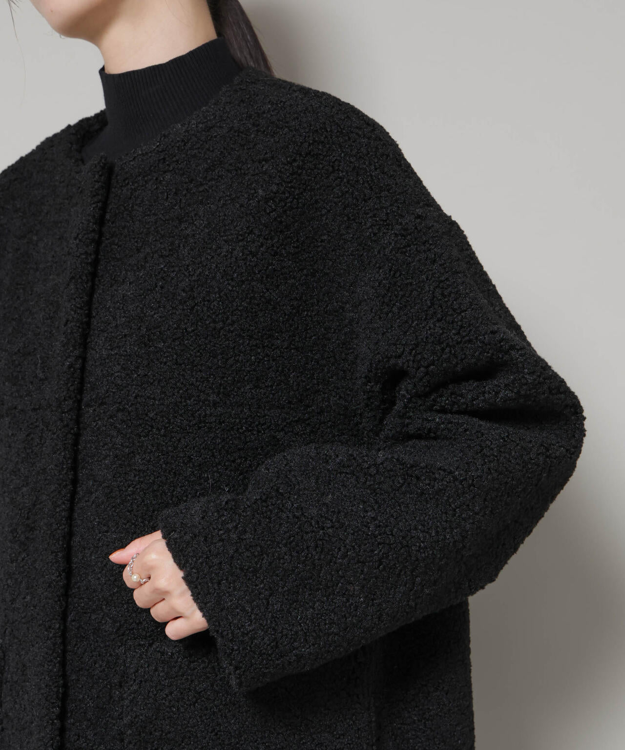 ソフトボアノーカラーミドルコート 6736111301