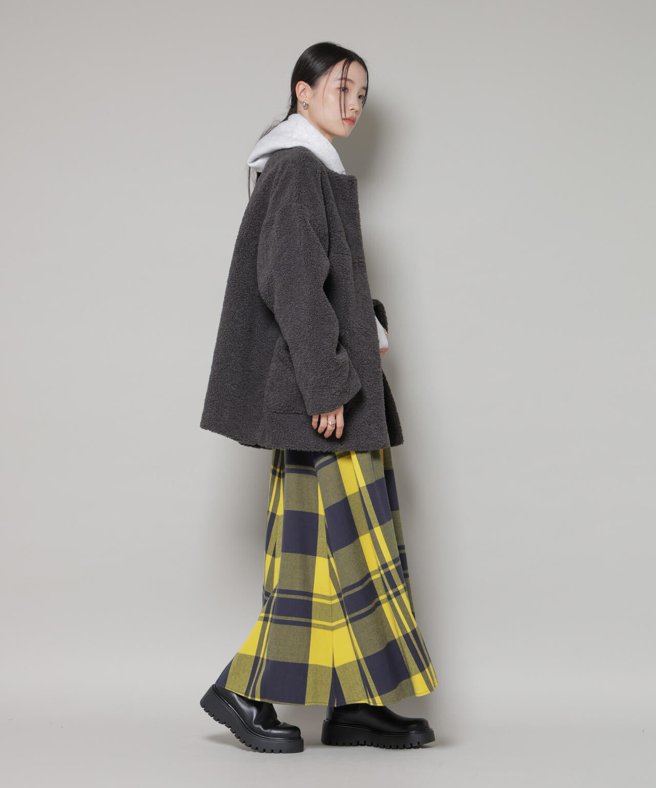 ソフトボアノーカラーミドルコート 6736111301