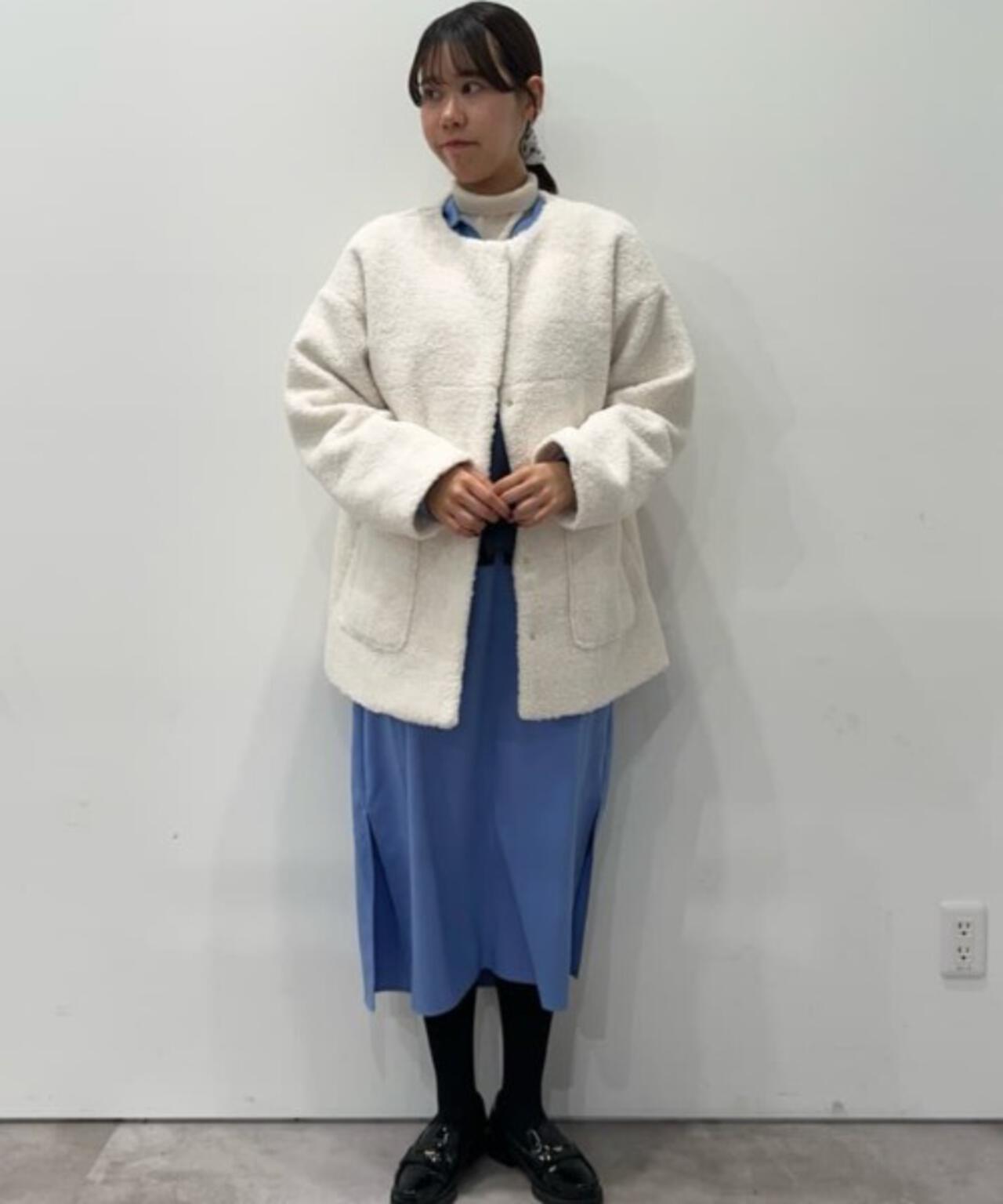 ソフトボアノーカラーミドルコート 6736111301