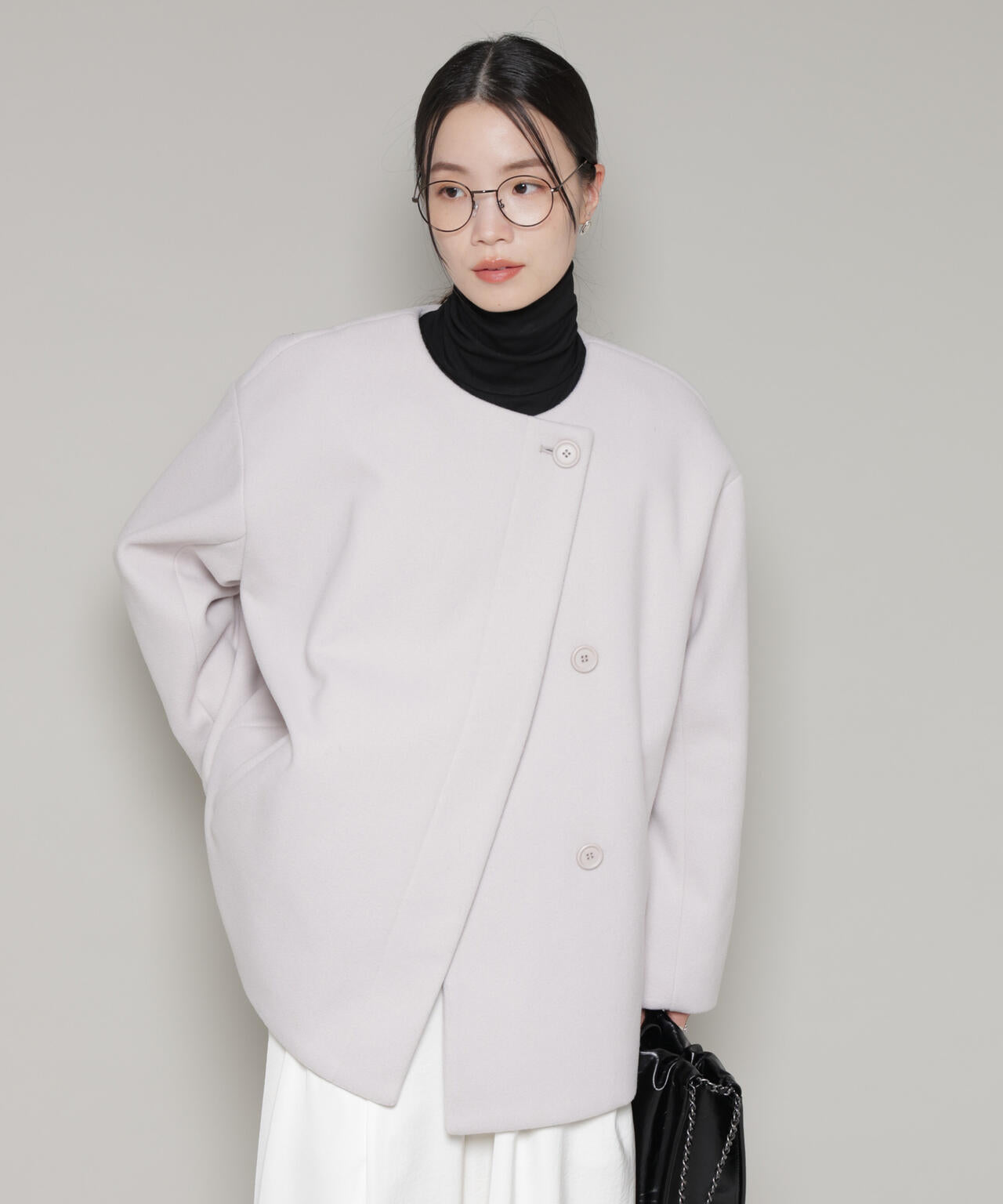 ノーカラーミドルコート 6736111302