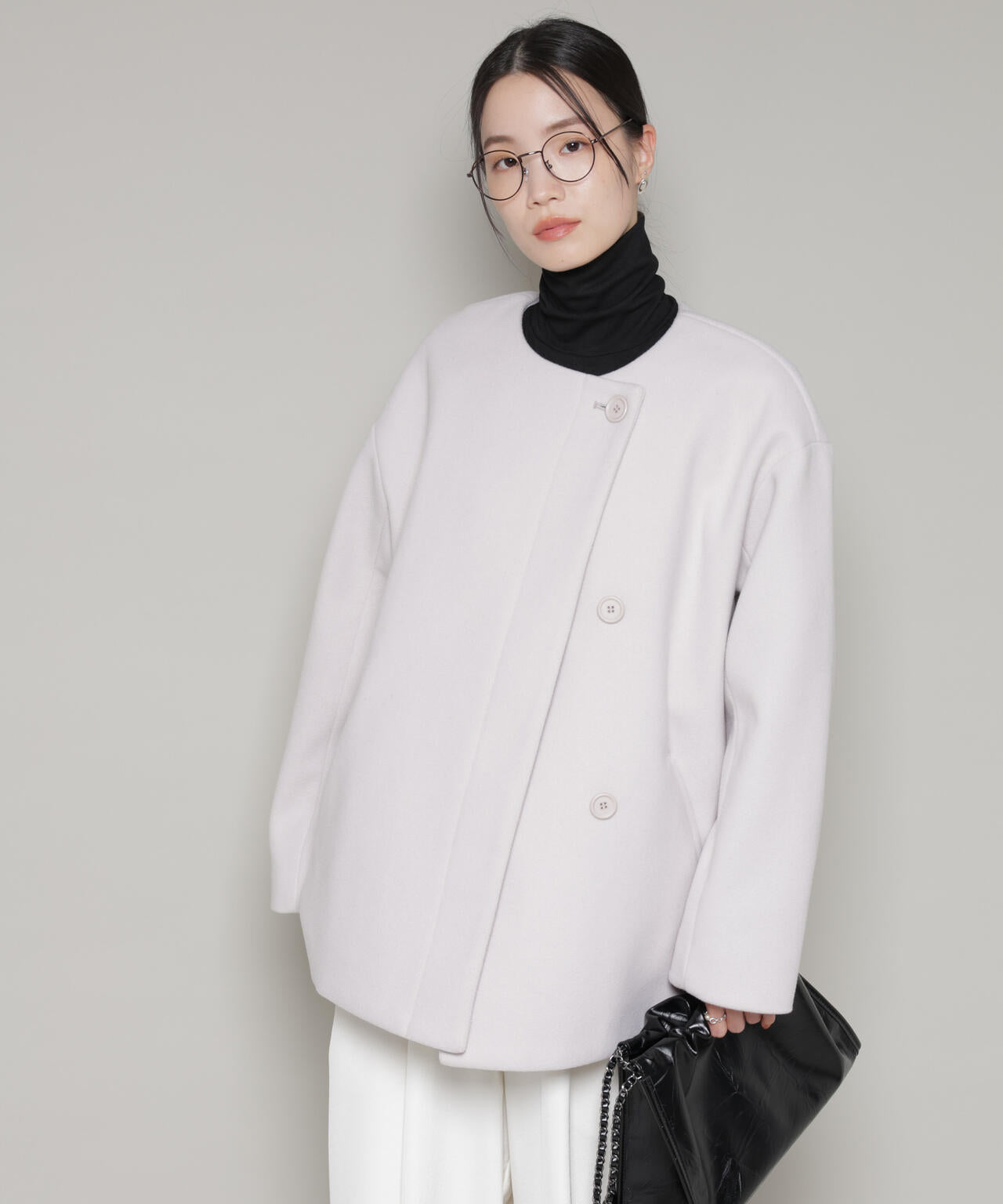 ノーカラーミドルコート 6736111302