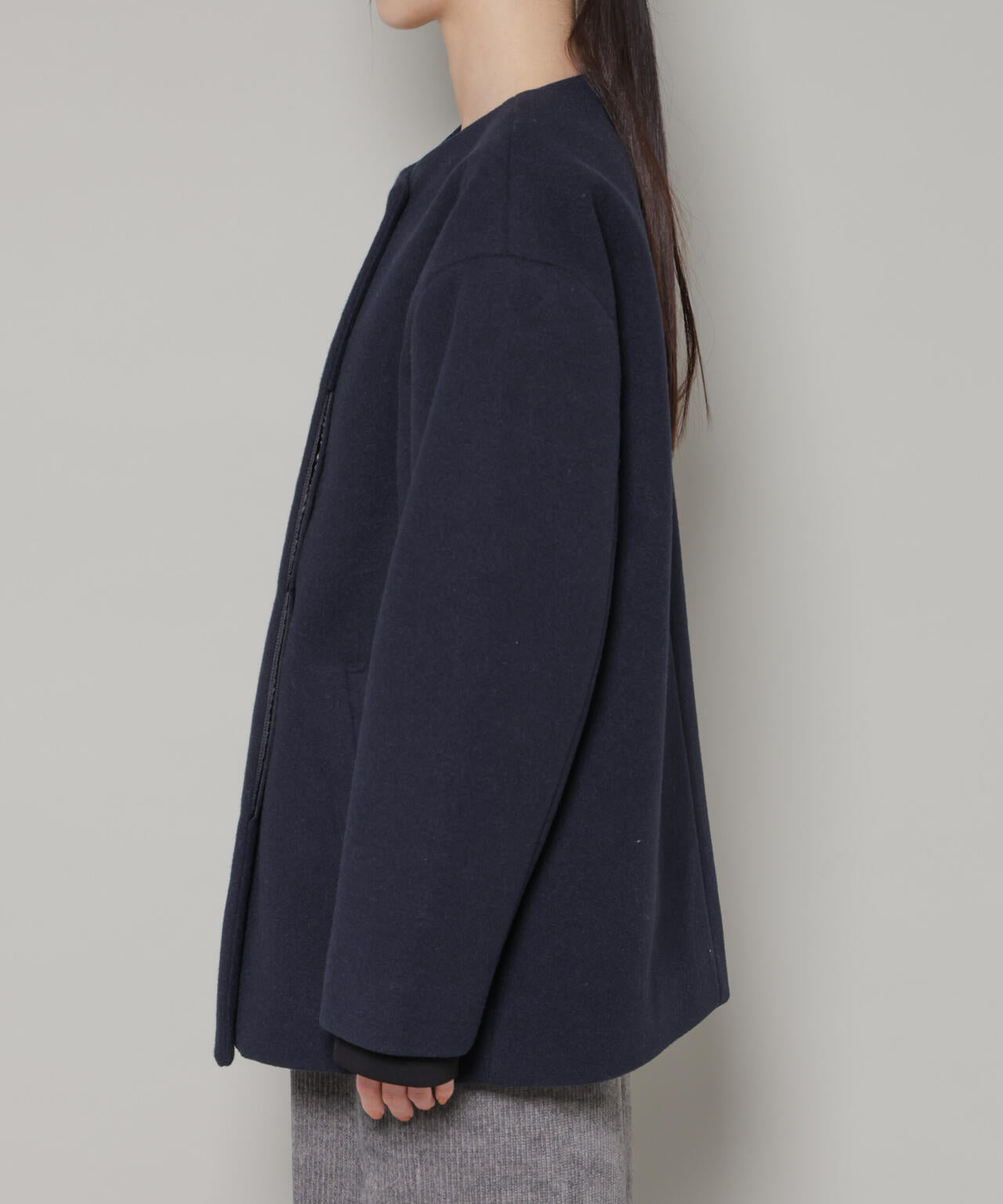 ノーカラーミドルコート 6736111302