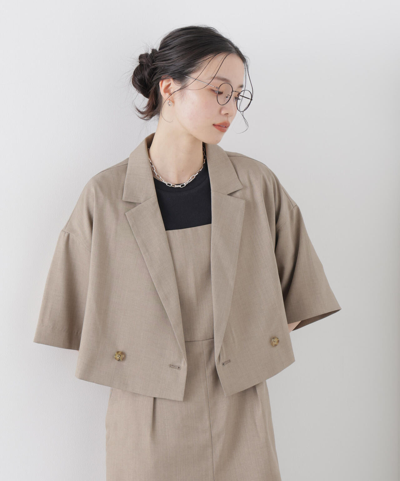 ショート丈ワイドジャケット(セットアップ可) 6736116307
