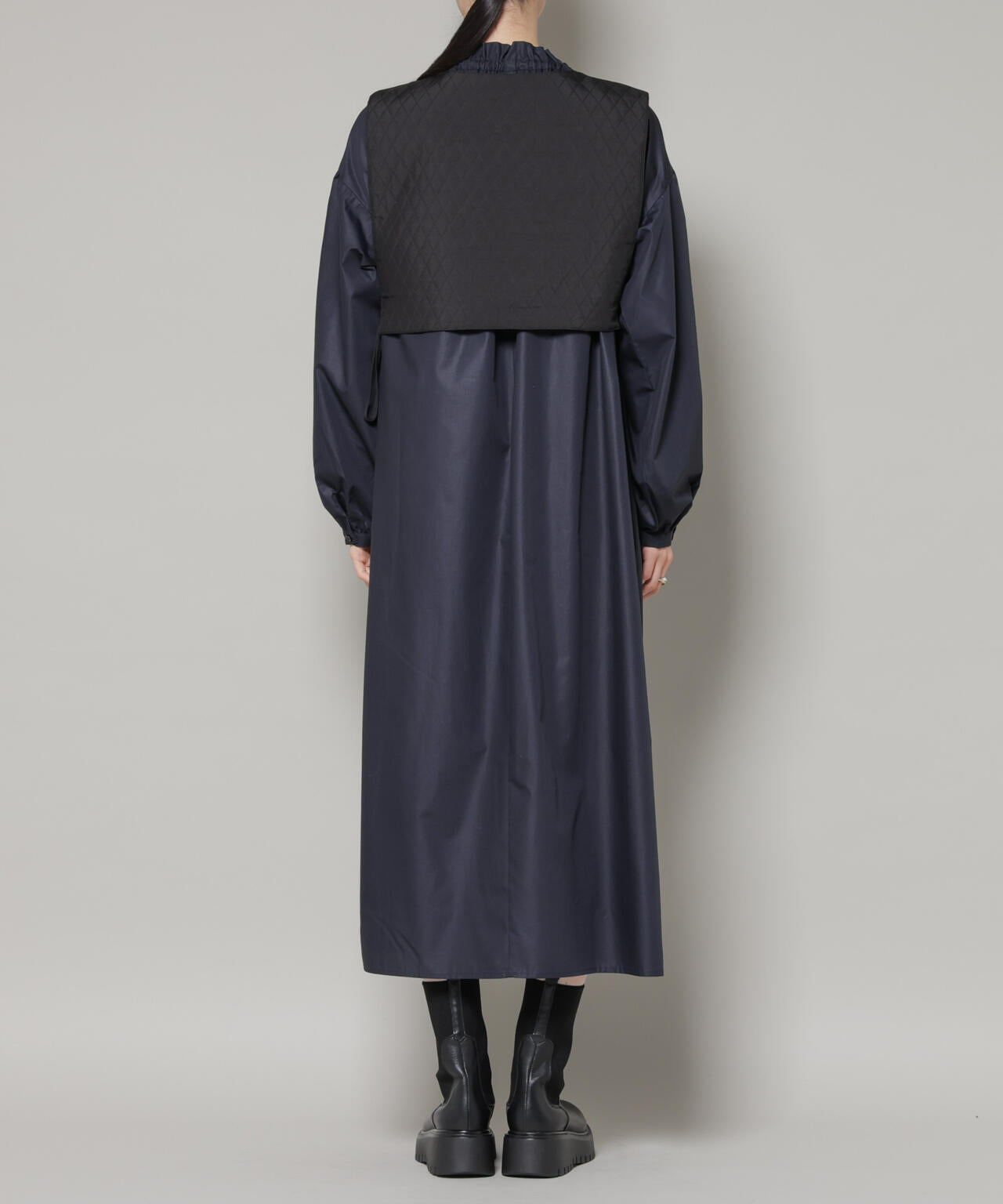 キルティングベスト×ギャザーワンピース アンサンブルセット 6736119303