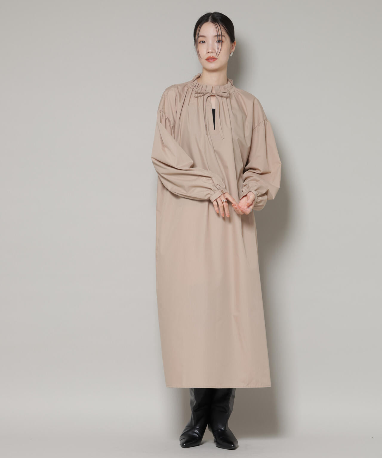 キルティングベスト×ギャザーワンピース アンサンブルセット 6736119303