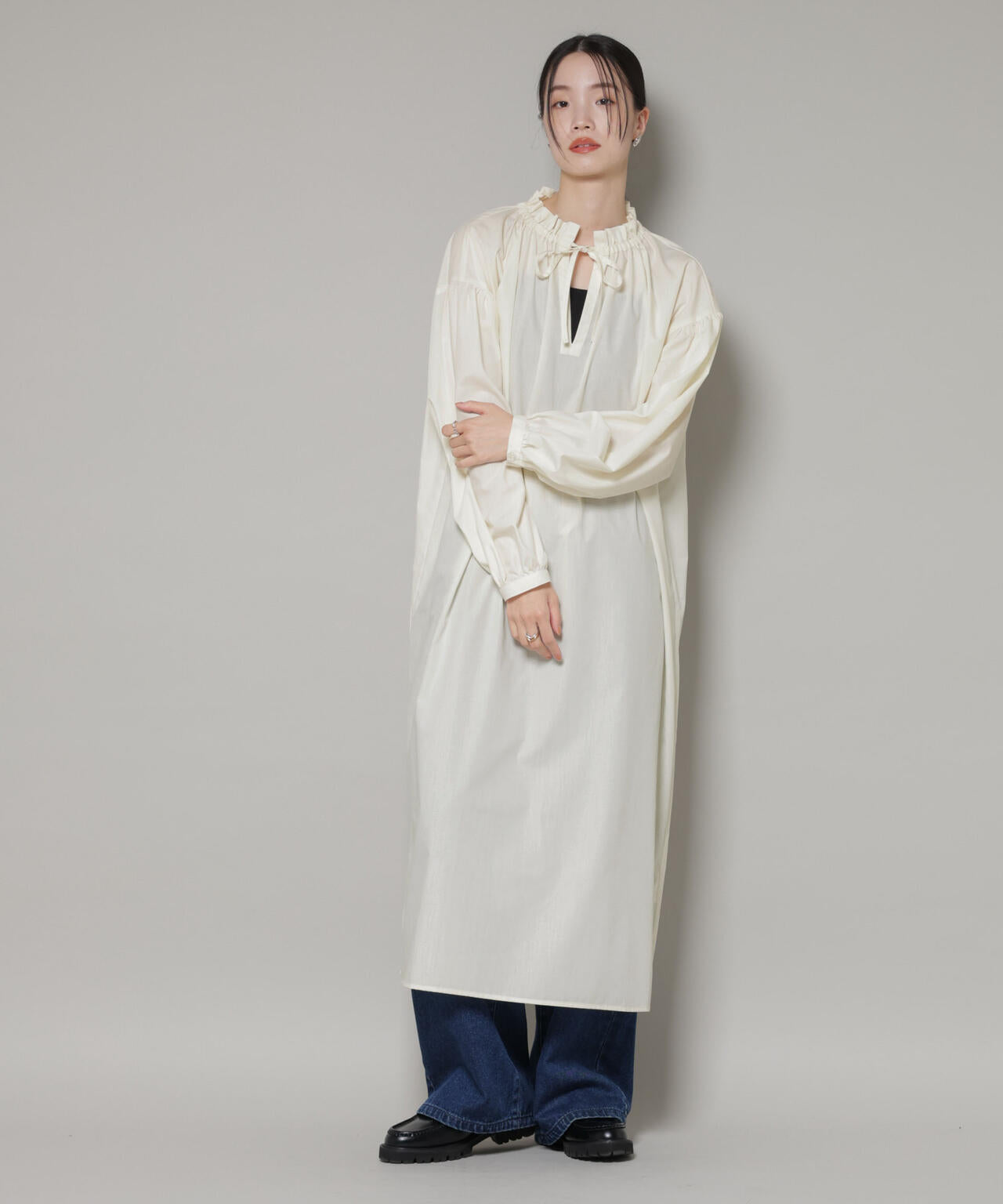 キルティングベスト×ギャザーワンピース アンサンブルセット 6736119303