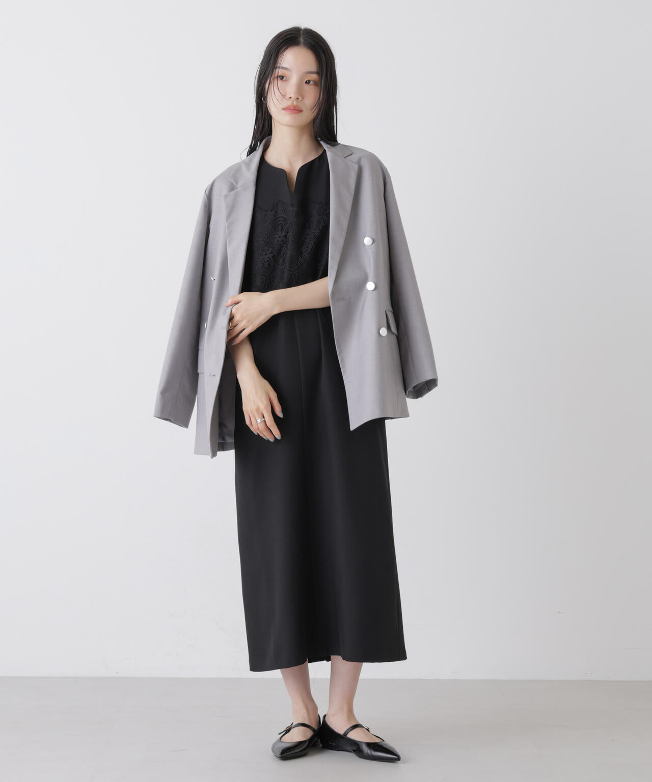 レース切り替えノースリーブワンピース 6736119304