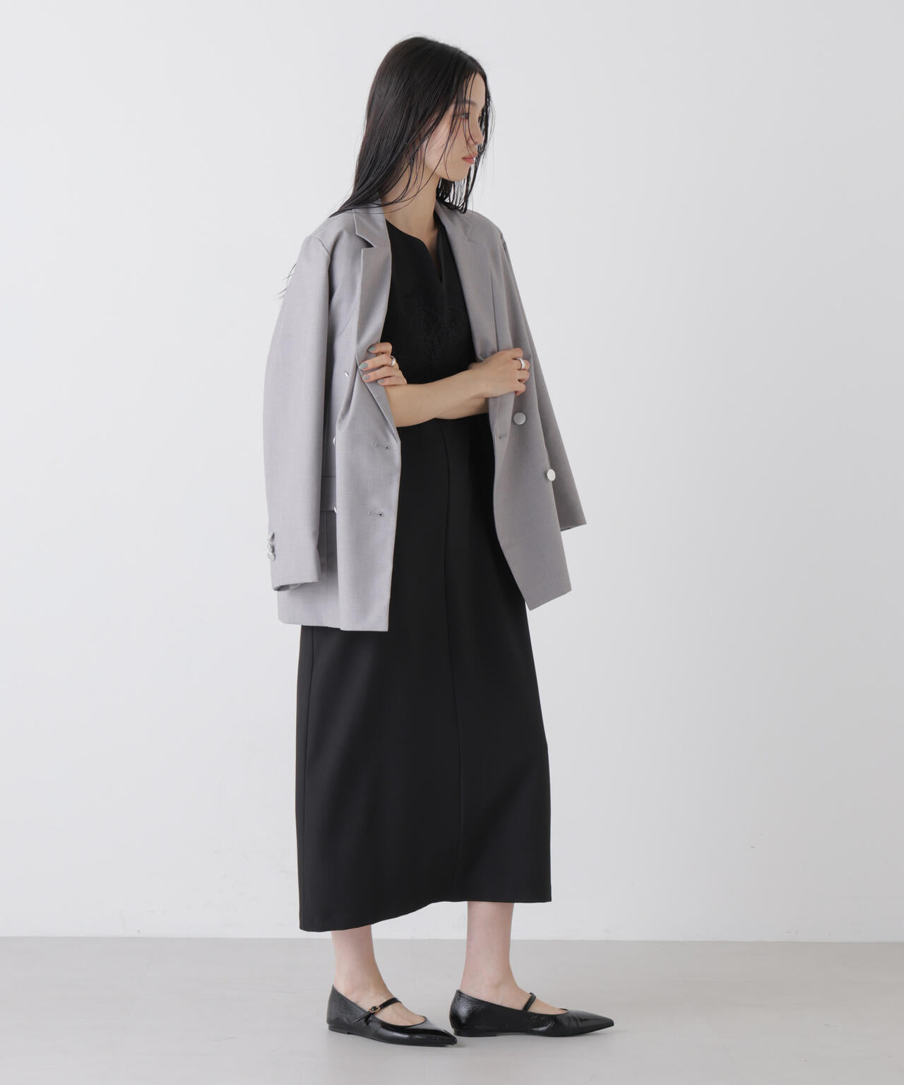 レース切り替えノースリーブワンピース 6736119304