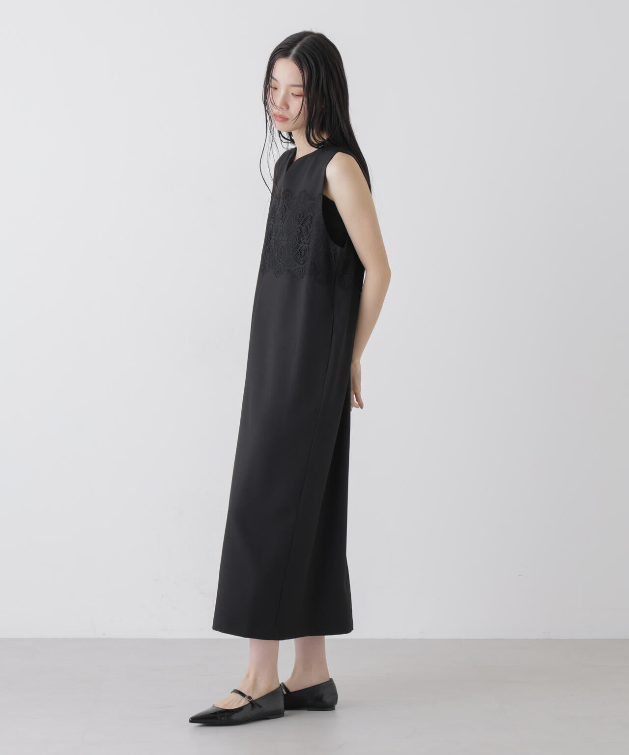 レース切り替えノースリーブワンピース 6736119304