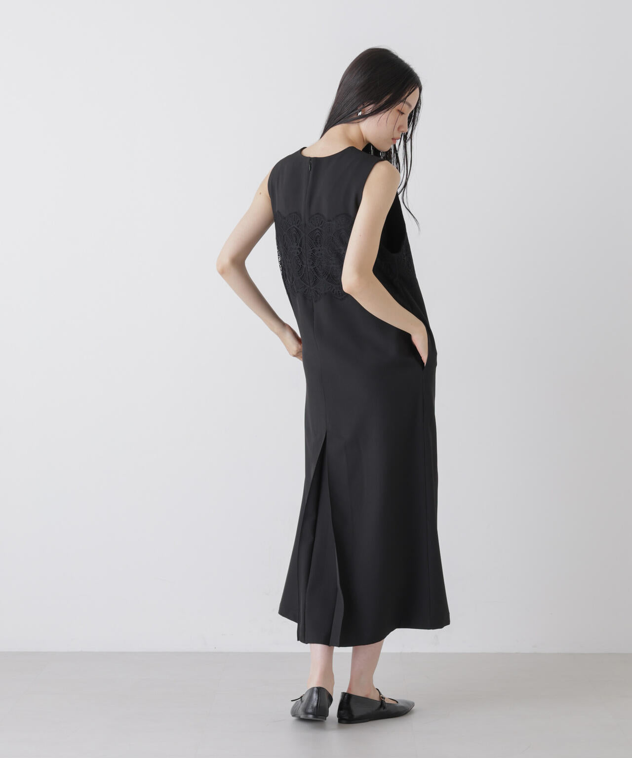 レース切り替えノースリーブワンピース 6736119304