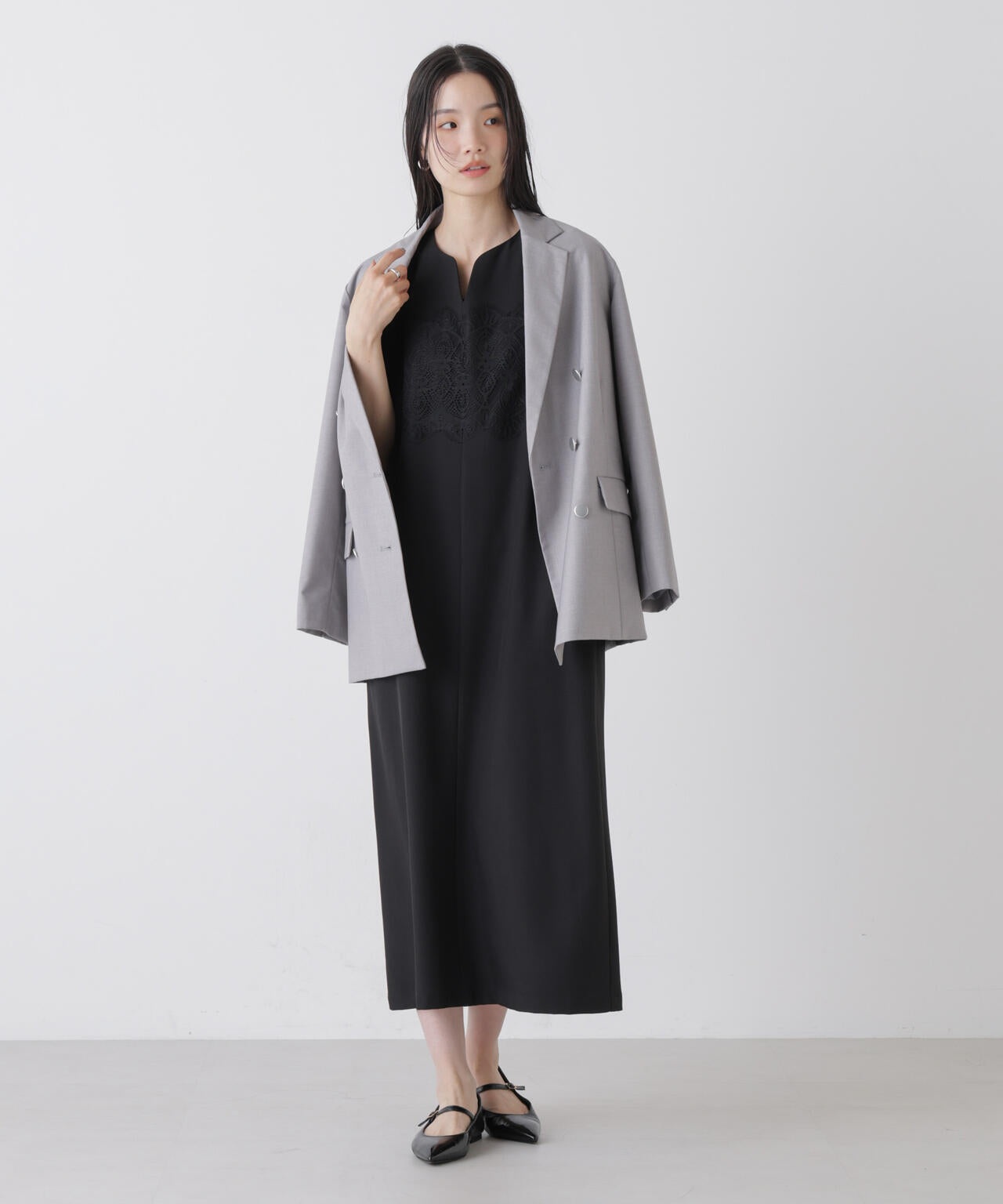 レース切り替えノースリーブワンピース 6736119304